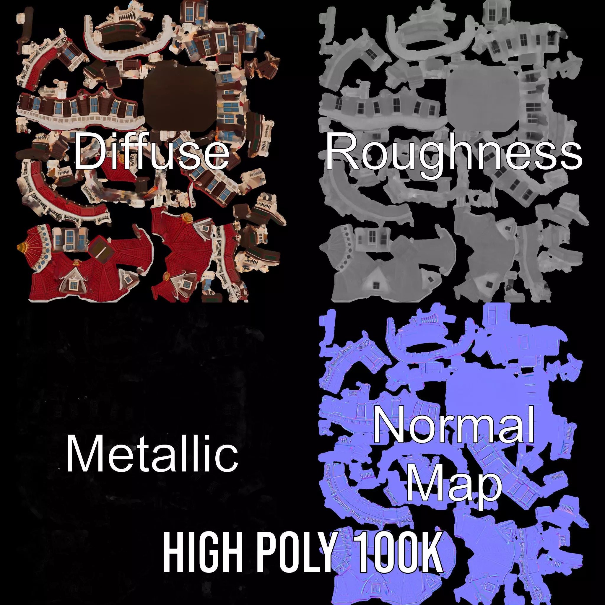 Victorian House model pack Low-poly 3D model_3