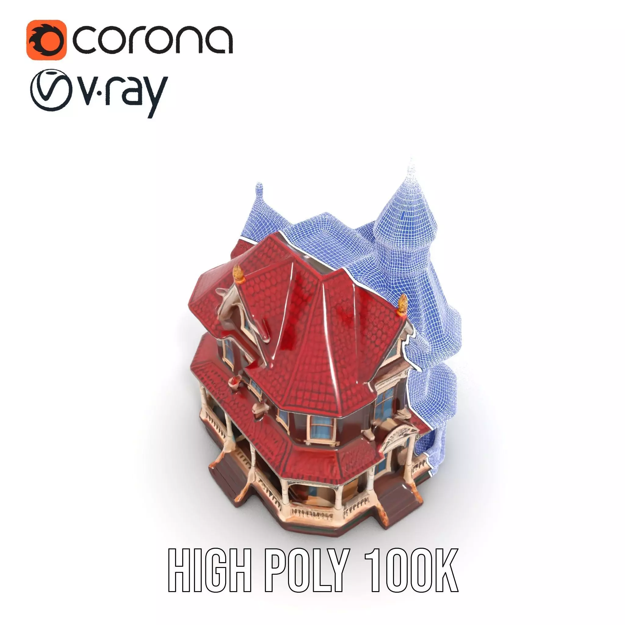 Victorian House model pack Low-poly 3D model_29