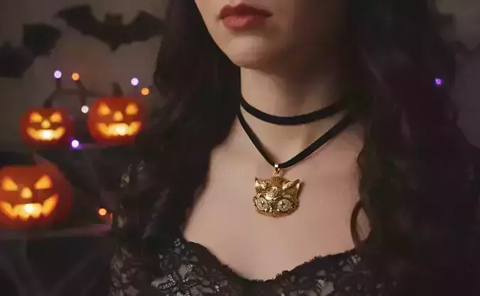 The Bewitched Cat Pendant - for Him and Her 3D print model