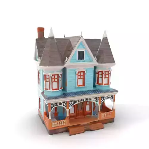 Victorian Blue House model pack Low-poly 3D model