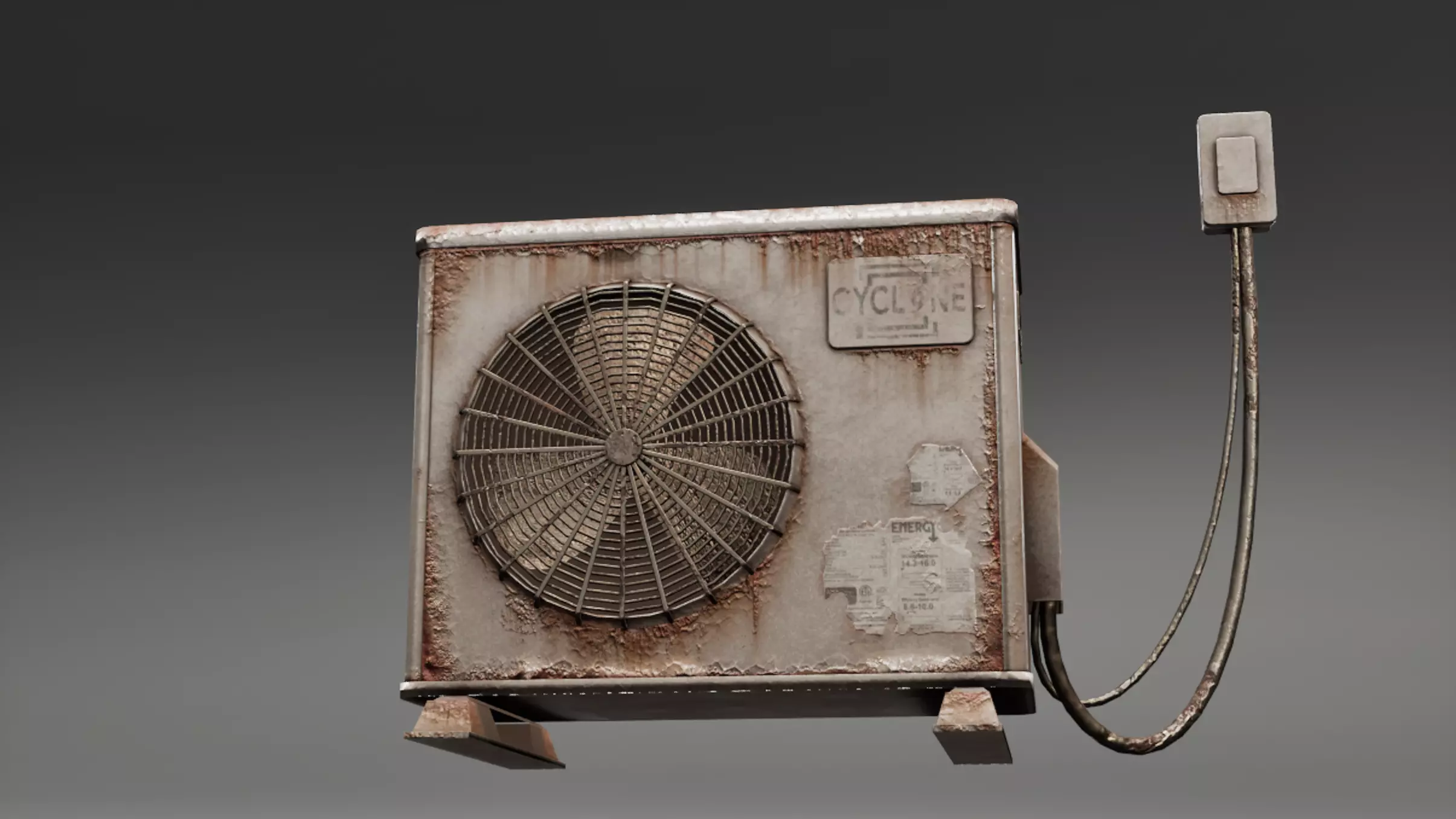 Post Apocalyptic Rusty Air Conditioner  Low-poly 3D model_5