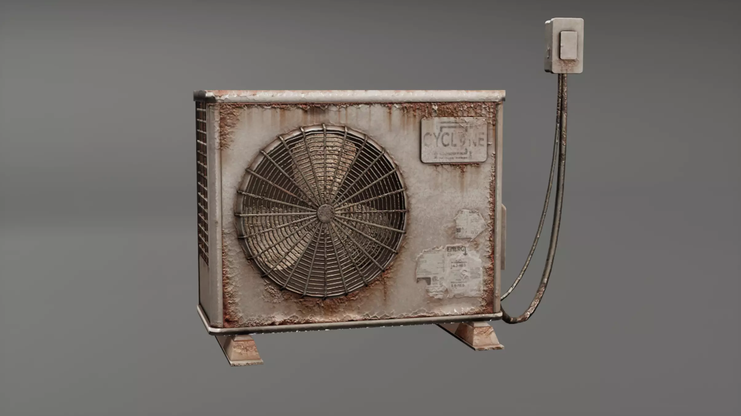 Post Apocalyptic Rusty Air Conditioner  Low-poly 3D model_1
