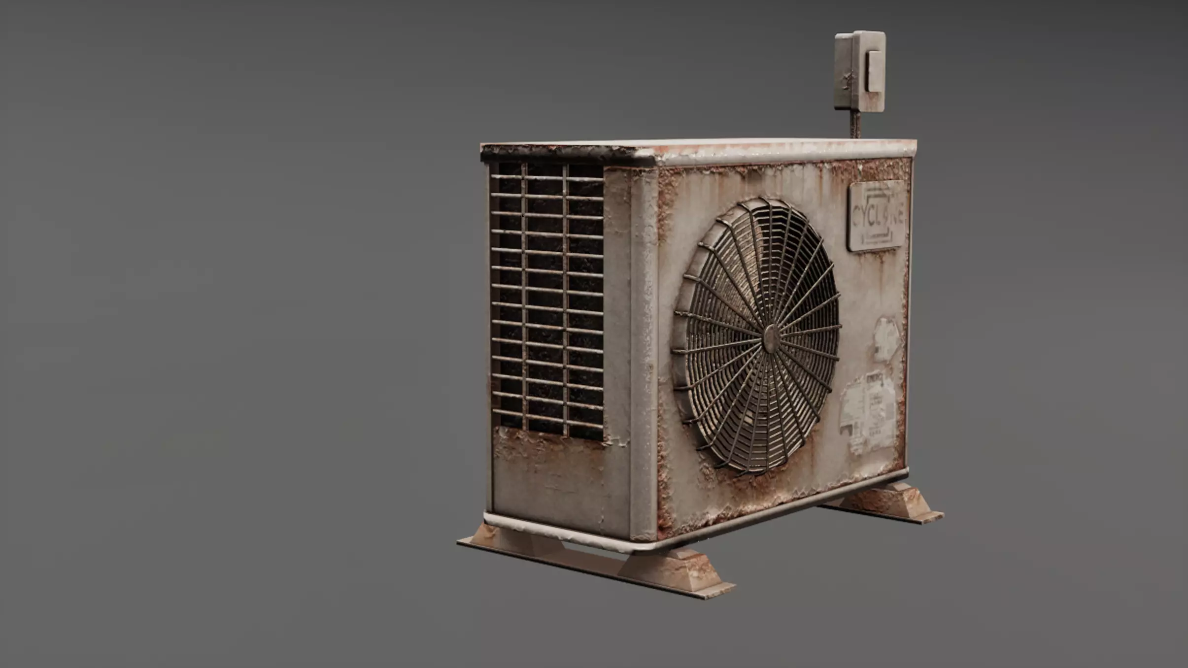Post Apocalyptic Rusty Air Conditioner  Low-poly 3D model_4