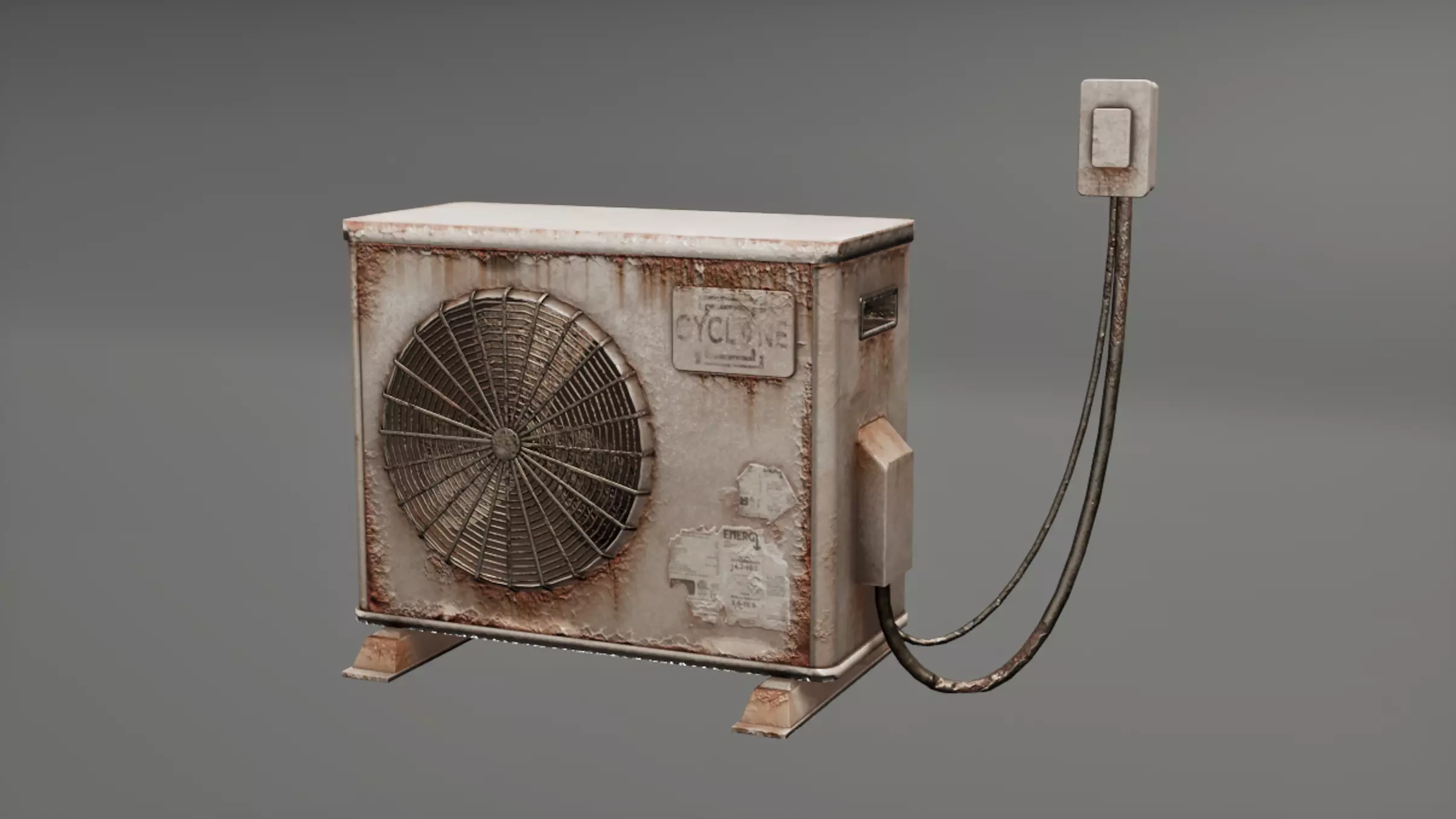 Post Apocalyptic Rusty Air Conditioner  Low-poly 3D model_2
