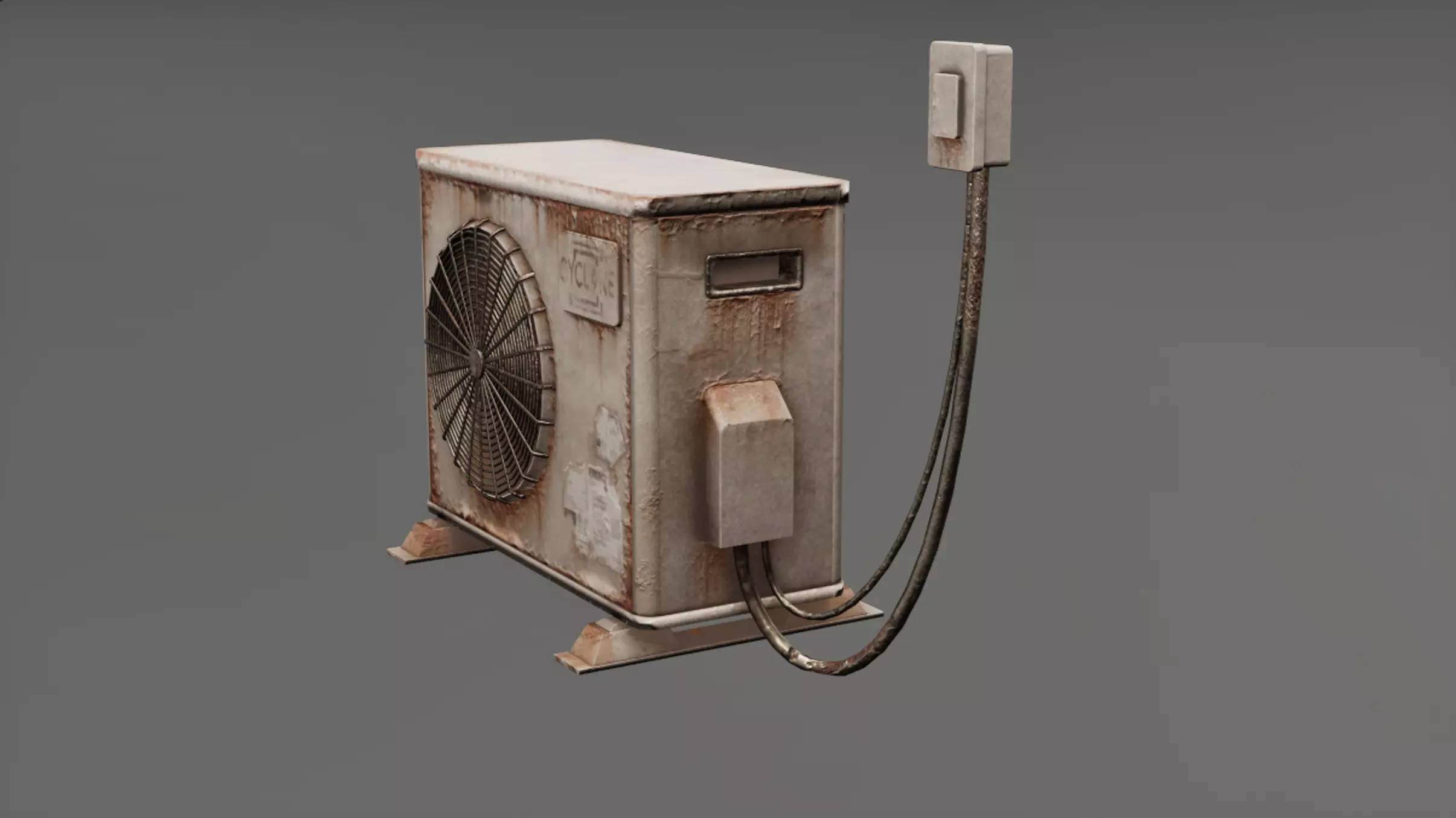 Post Apocalyptic Rusty Air Conditioner  Low-poly 3D model_3