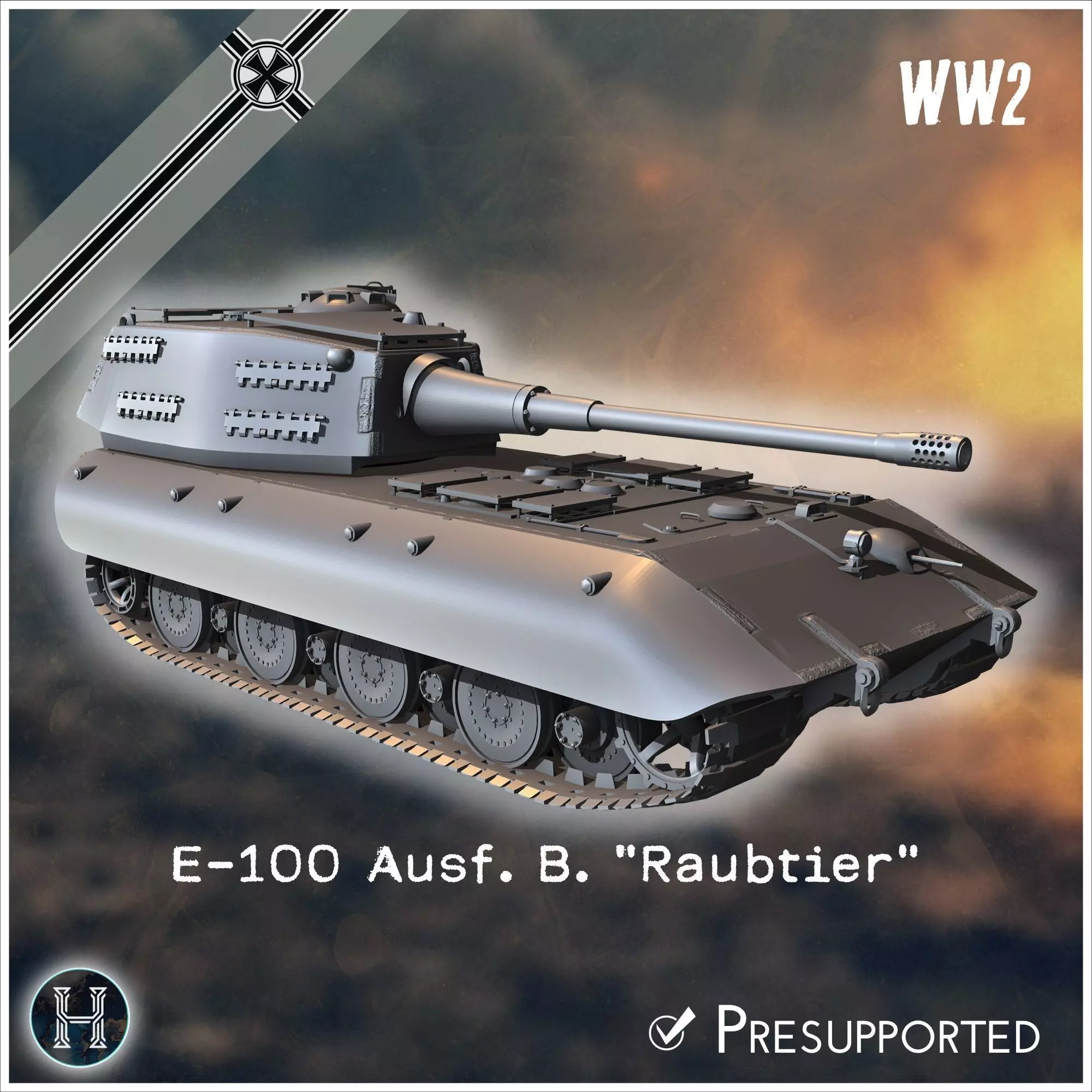 E-100 ausf B Raubtier Entwicklung tank destroyer - Germany Eas 3D print model_0
