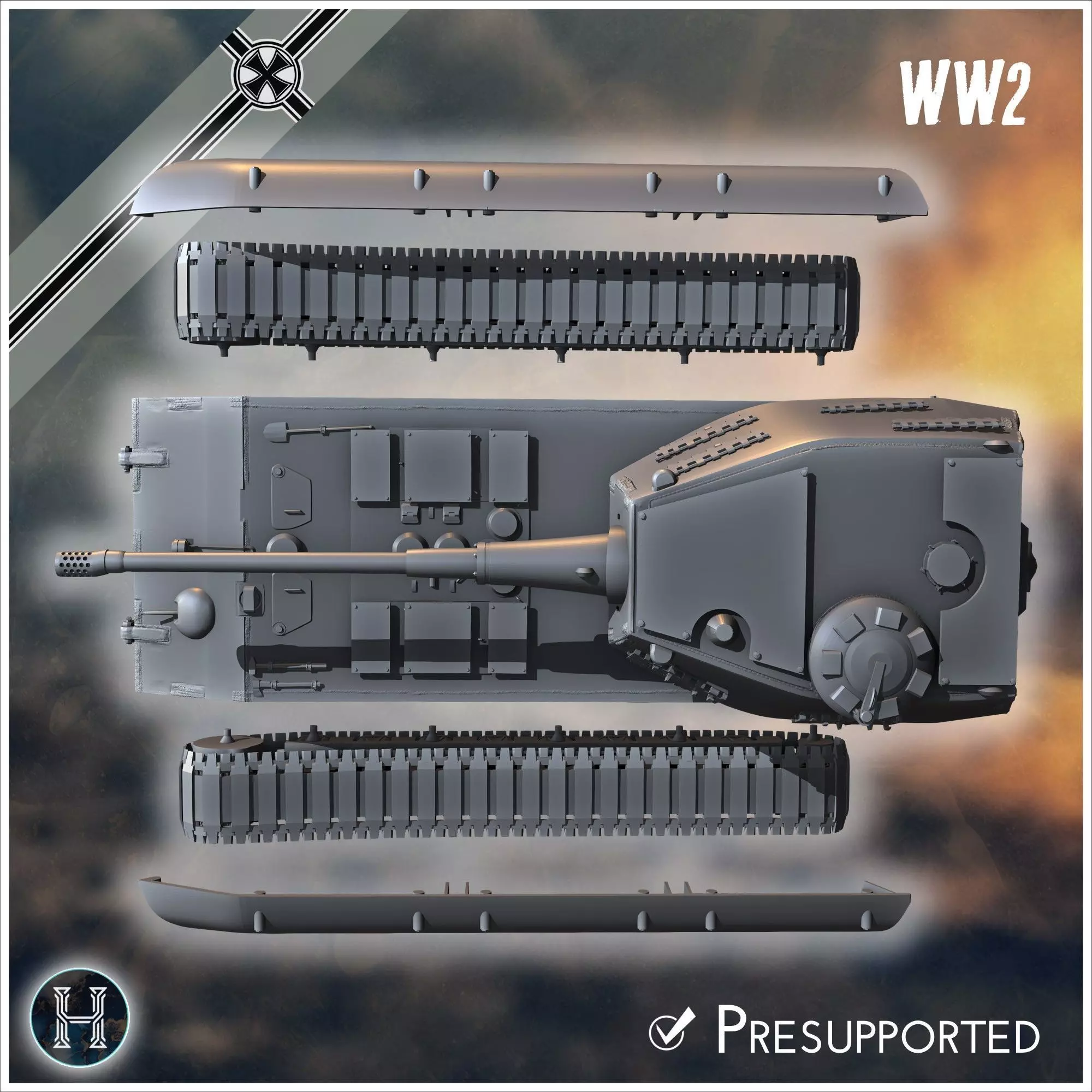 E-100 ausf B Raubtier Entwicklung tank destroyer - Germany Eas 3D print model_4