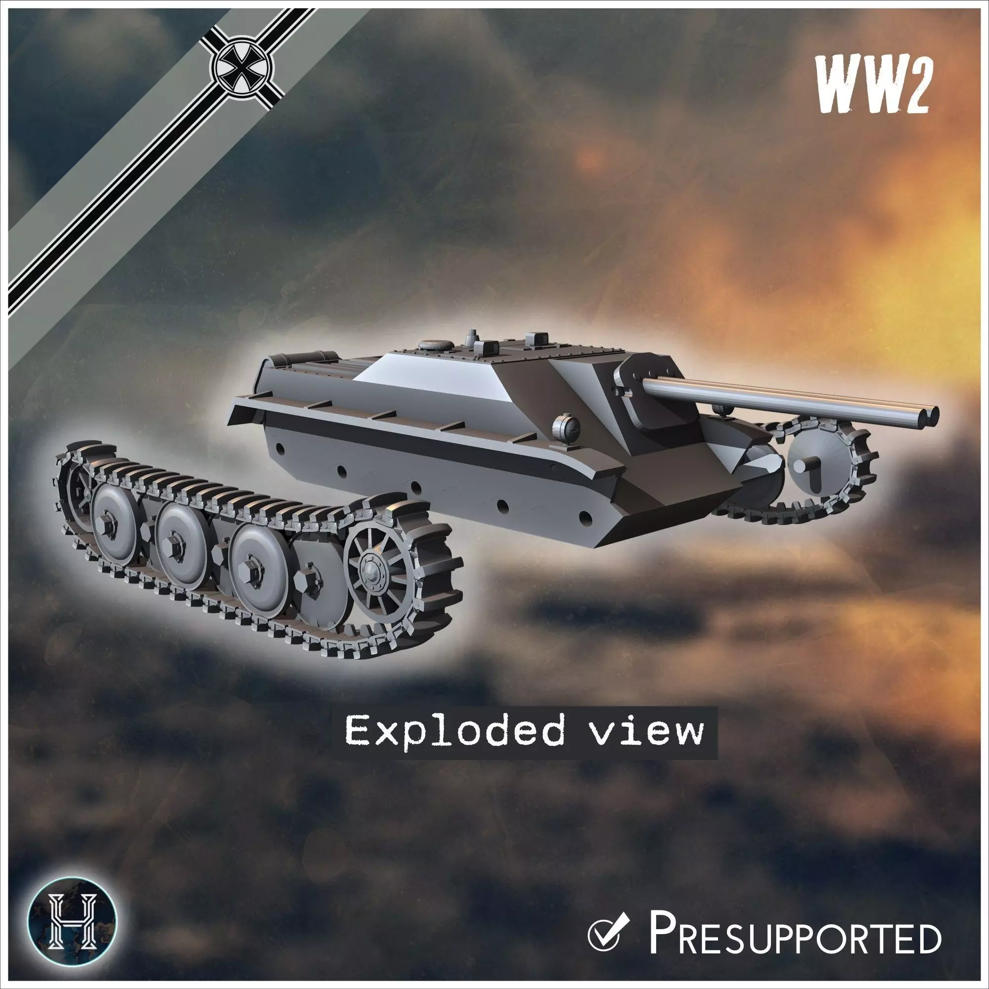 E-5 Panzerkleinzerstorer Rutscher Entwicklung light tank destroy 3D print model_21