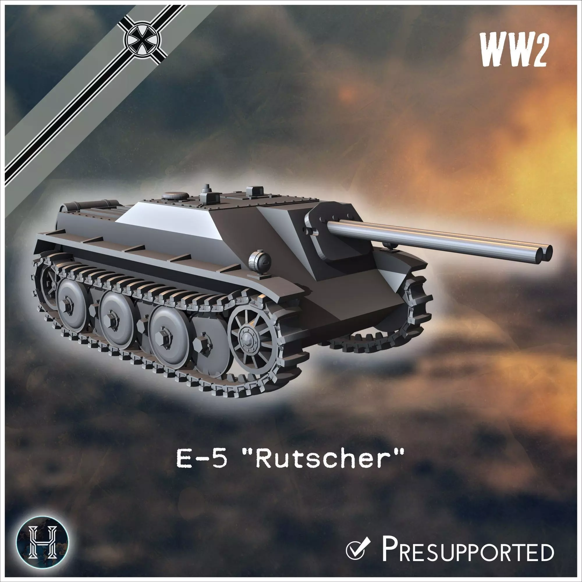 E-5 Panzerkleinzerstorer Rutscher Entwicklung light tank destroy 3D print model_1