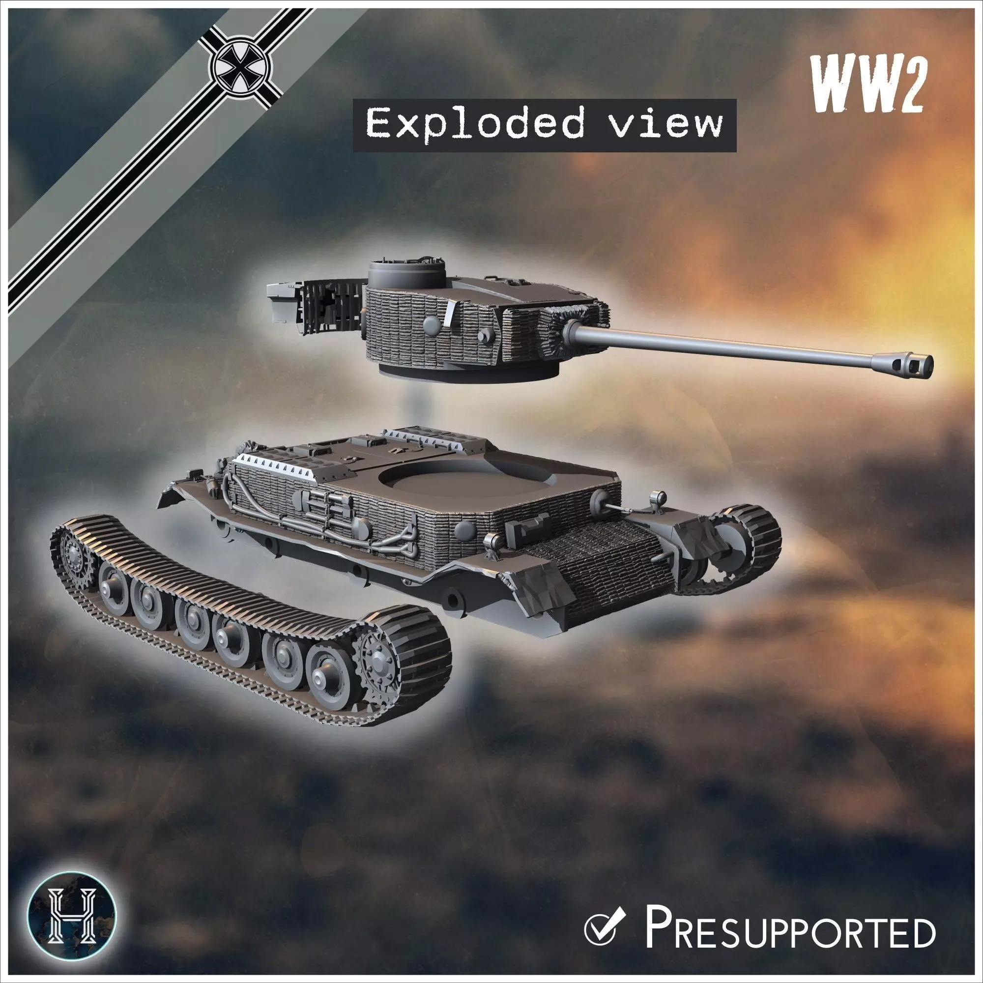 VK 4501 P Tiger prototype heavy tank - Germany Eastern Western F 3D print model_13