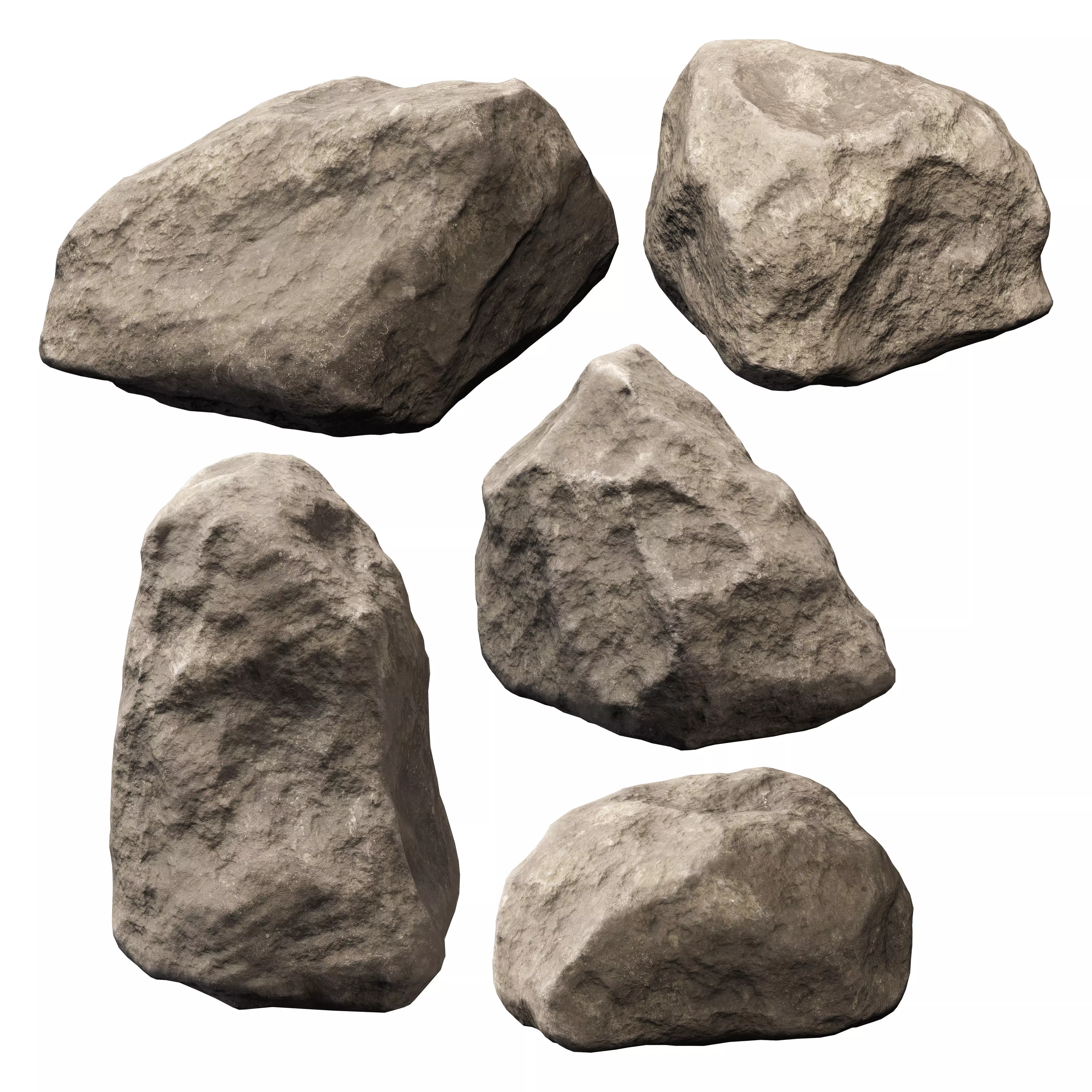 30 Low poly Rock Collection 3D model_21
