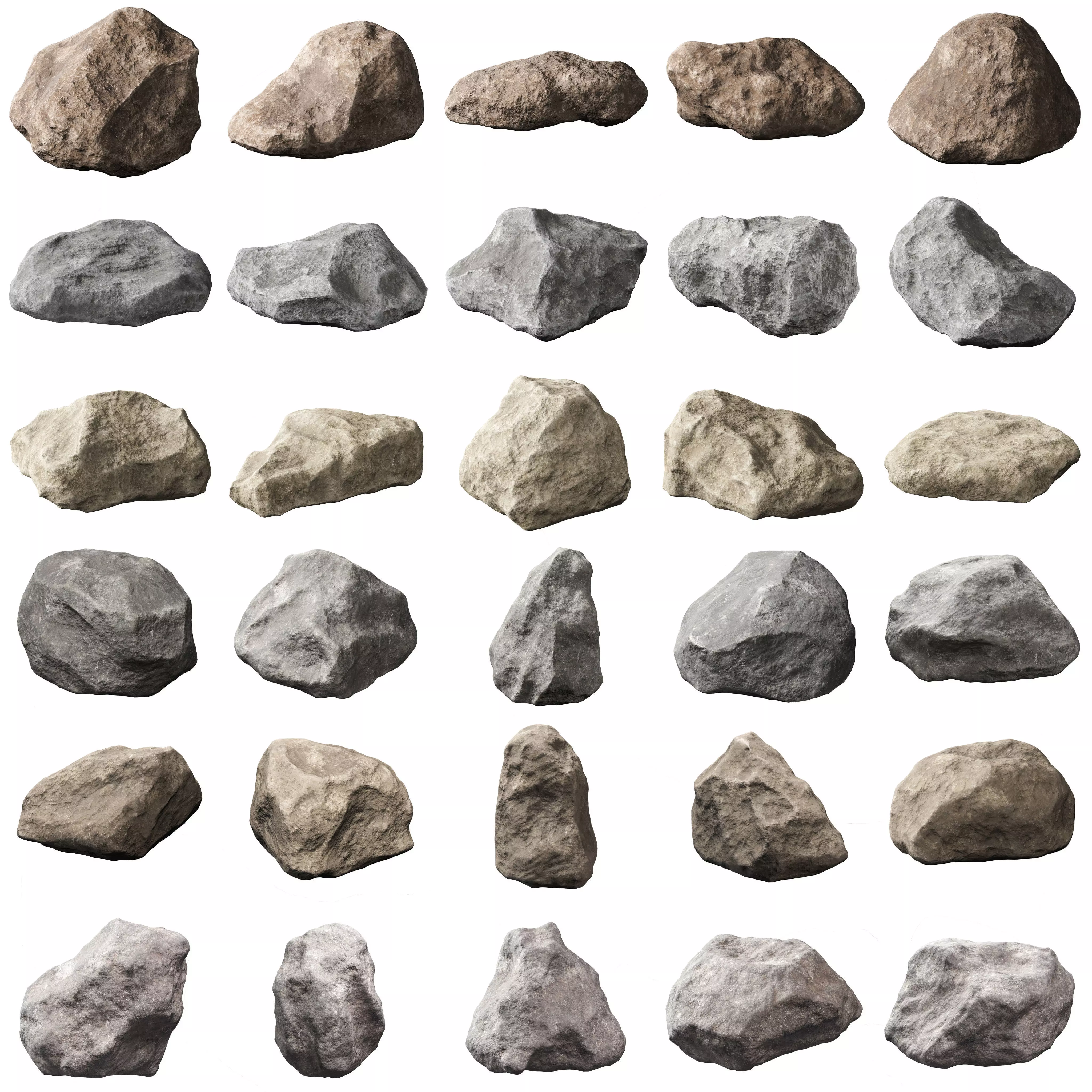30 Low poly Rock Collection 3D model_0
