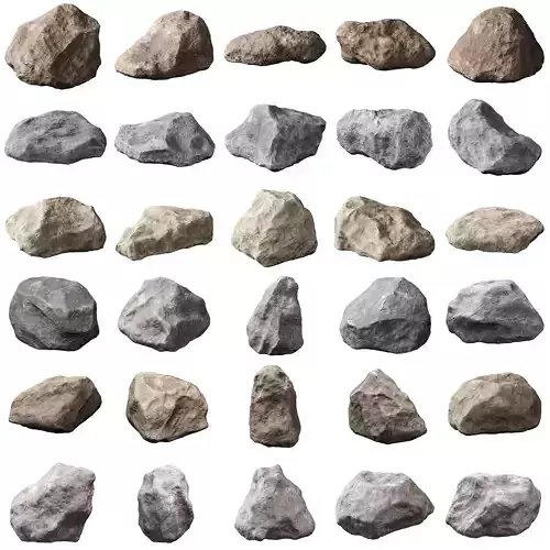 30 Low poly Rock Collection 3D model