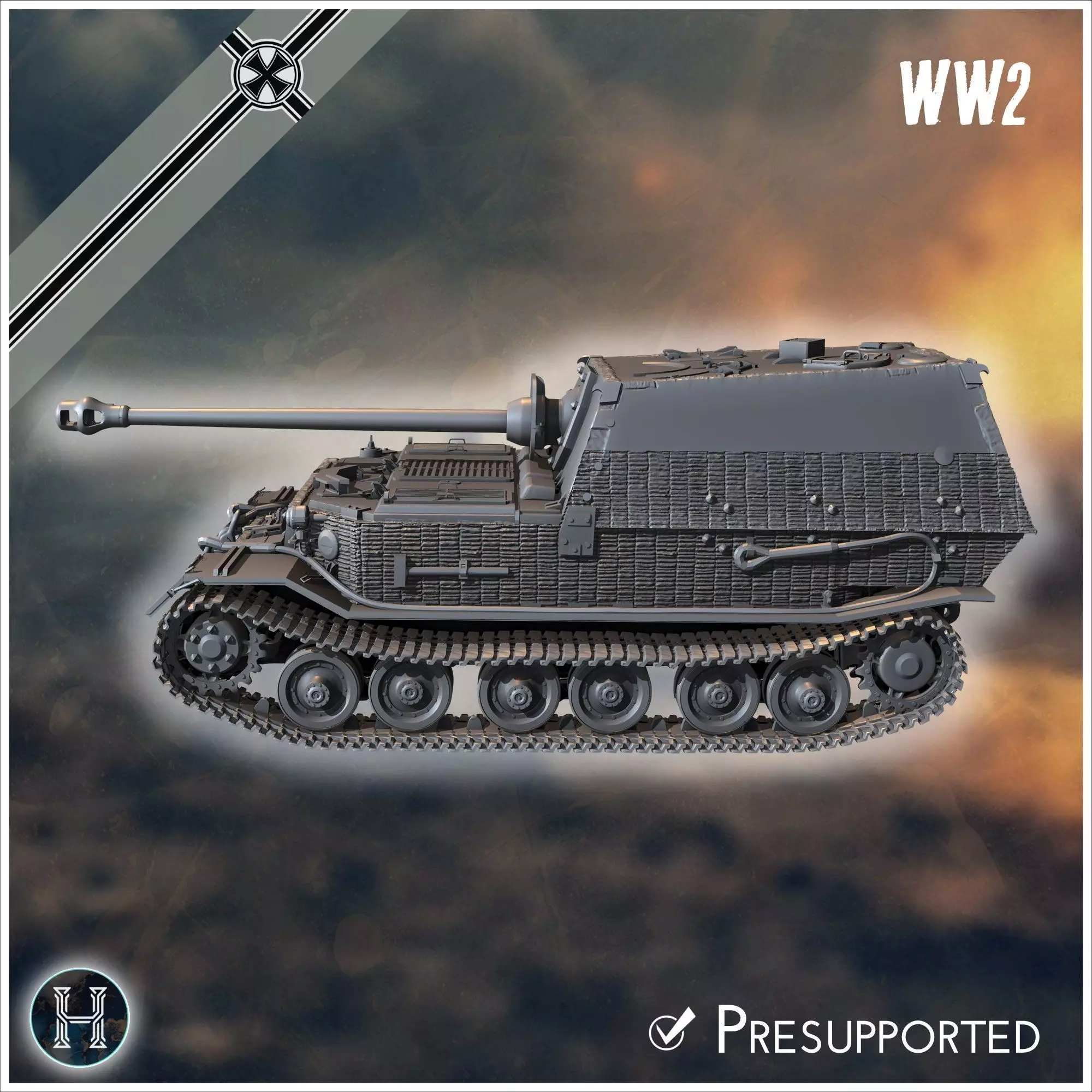 Panzerjager Tiger P Ferdinand early tank destroyer - Germany E 3D print model_9