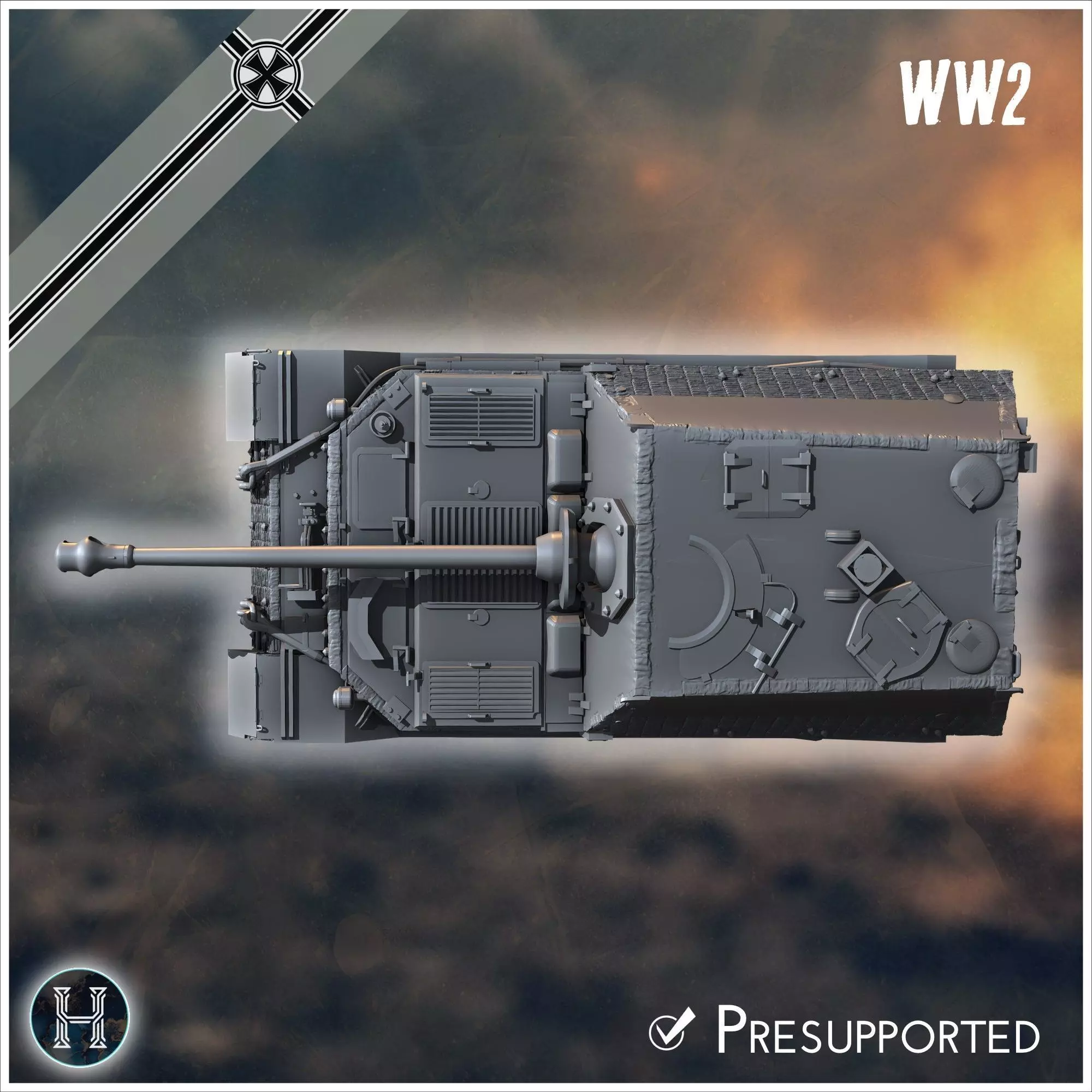 Panzerjager Tiger P Ferdinand early tank destroyer - Germany E 3D print model_7