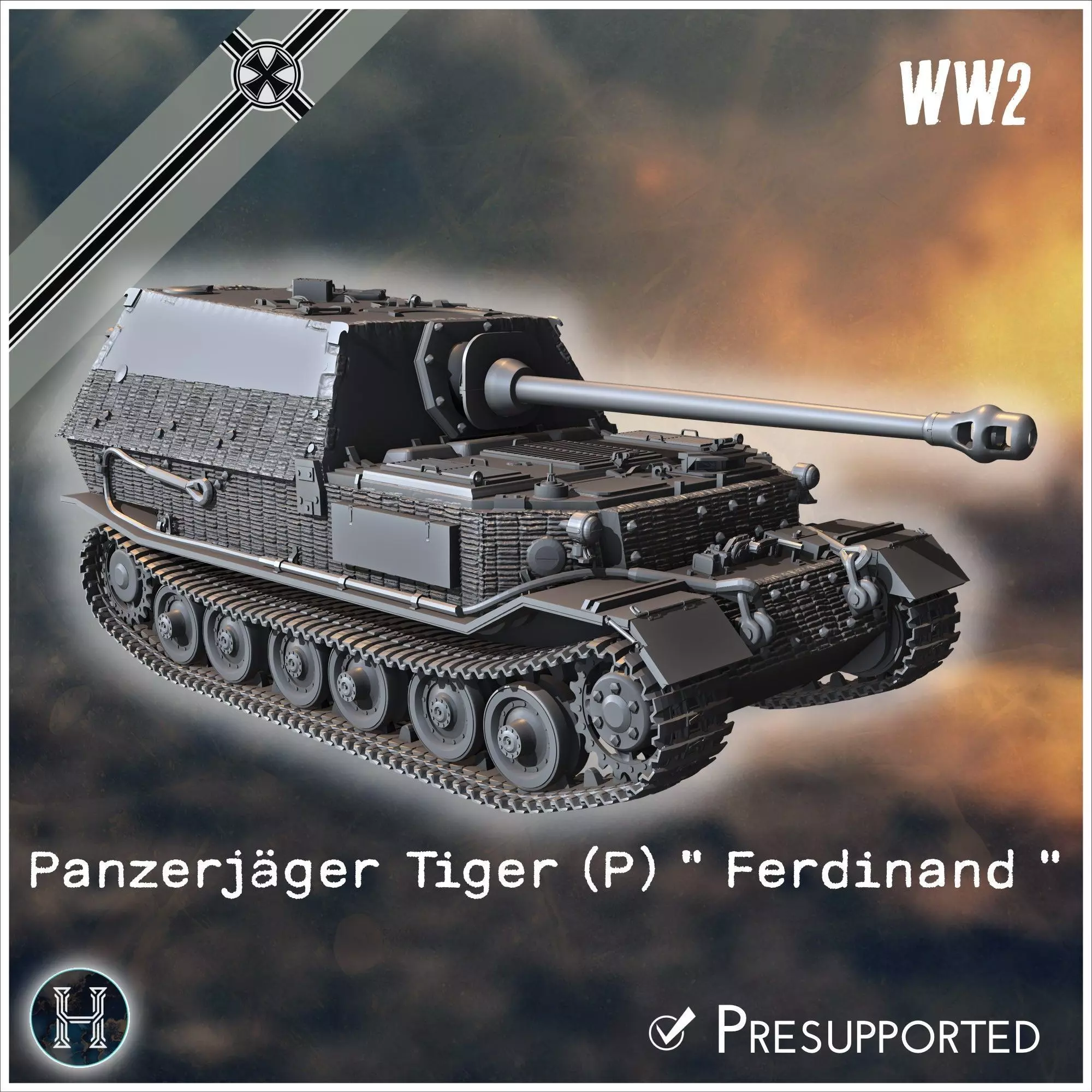 Panzerjager Tiger P Ferdinand early tank destroyer - Germany E 3D print model_0