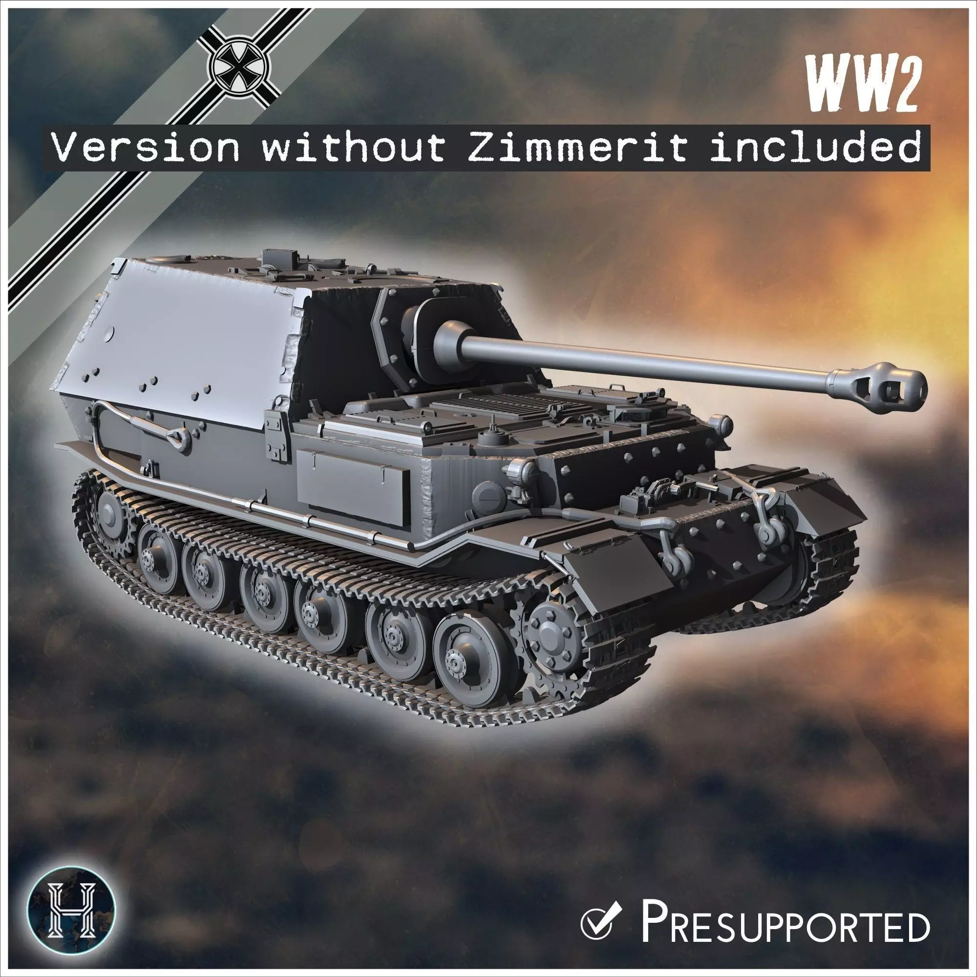 Panzerjager Tiger P Ferdinand early tank destroyer - Germany E 3D print model_14