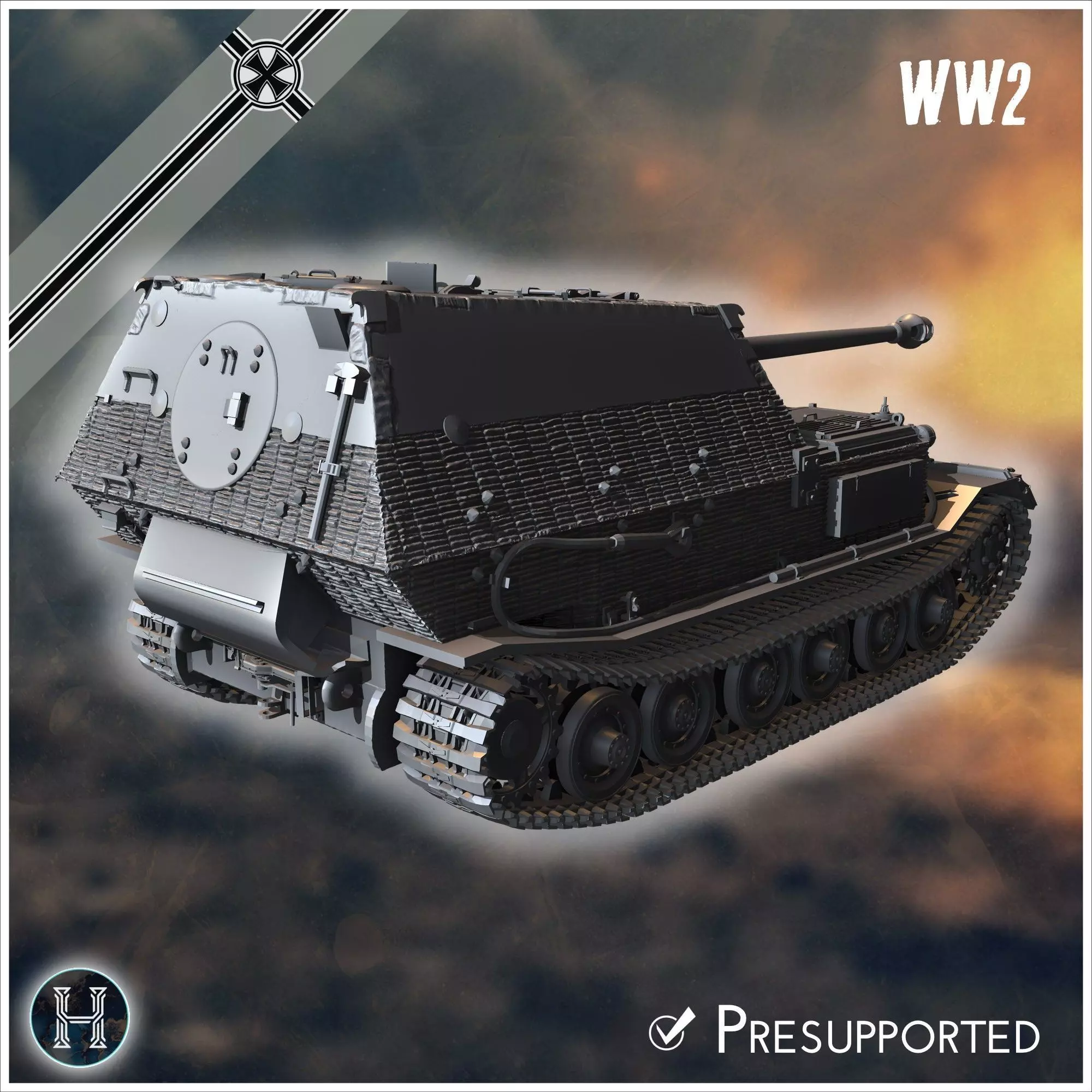 Panzerjager Tiger P Ferdinand early tank destroyer - Germany E 3D print model_3