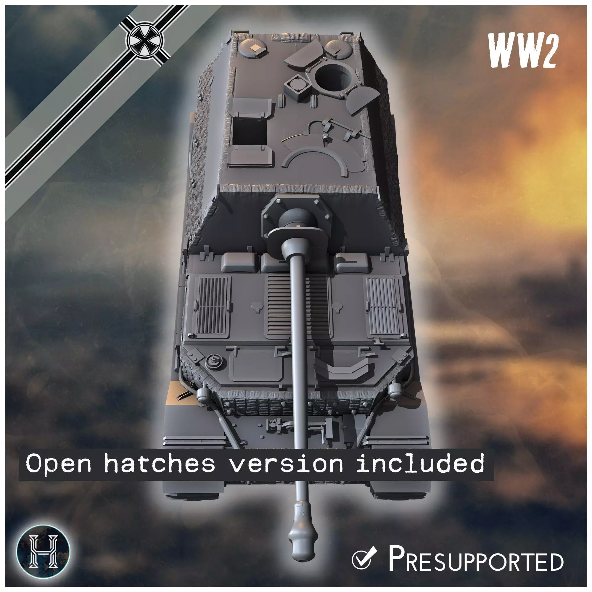 Panzerjager Tiger P Ferdinand early tank destroyer - Germany E 3D print model_15