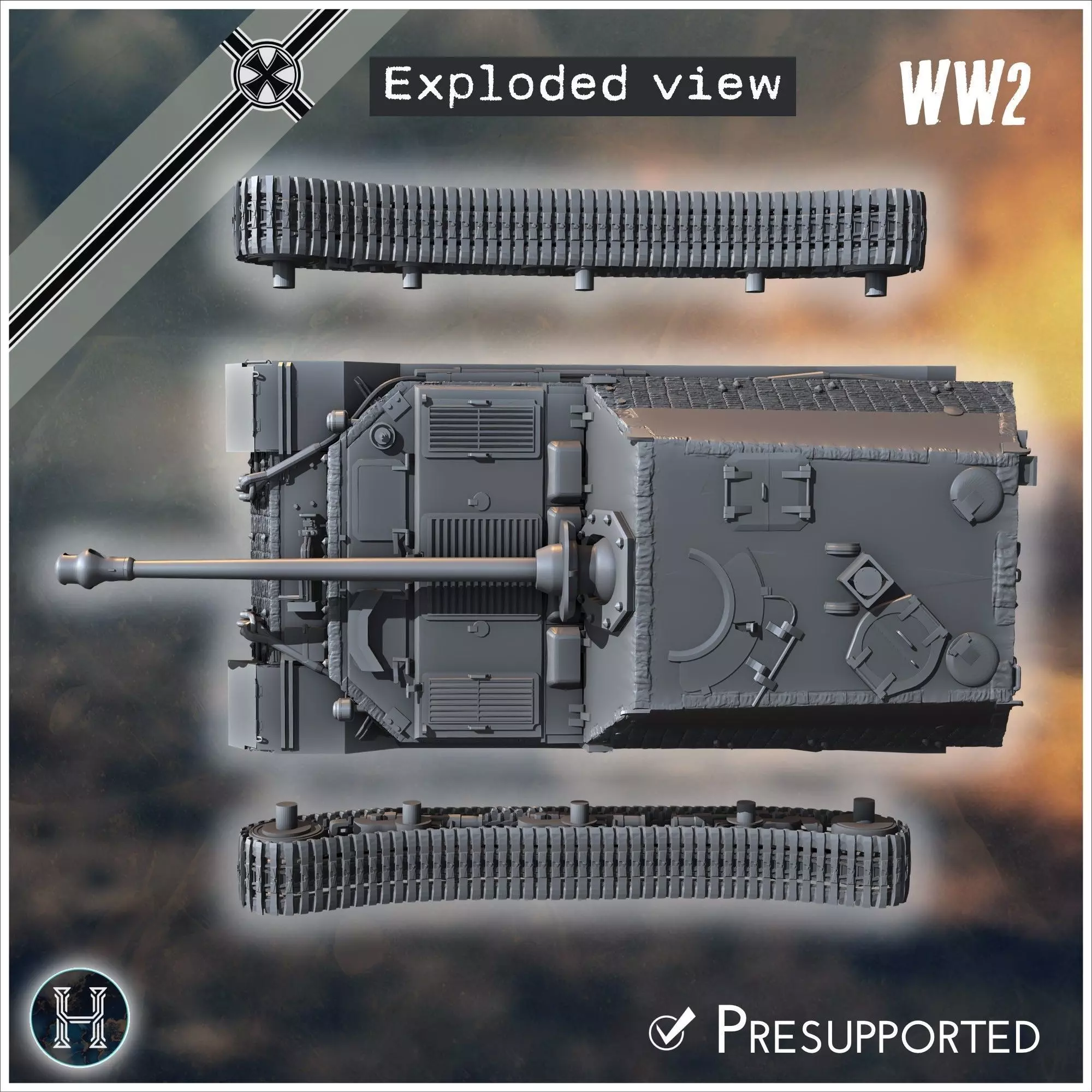 Panzerjager Tiger P Ferdinand early tank destroyer - Germany E 3D print model_6