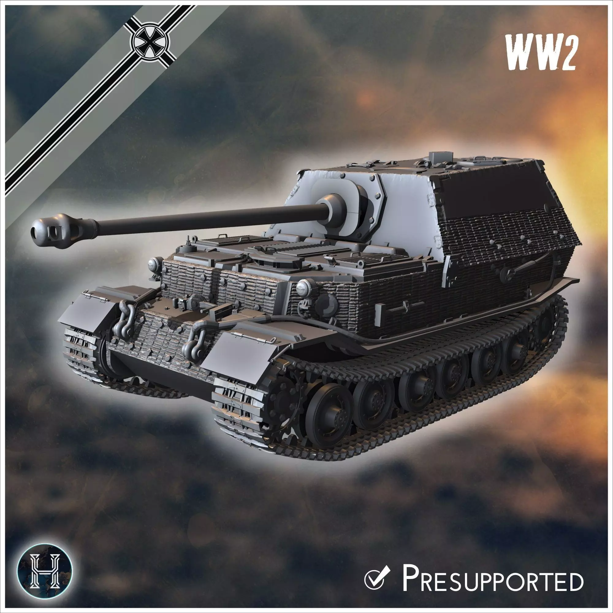 Panzerjager Tiger P Ferdinand early tank destroyer - Germany E 3D print model_11