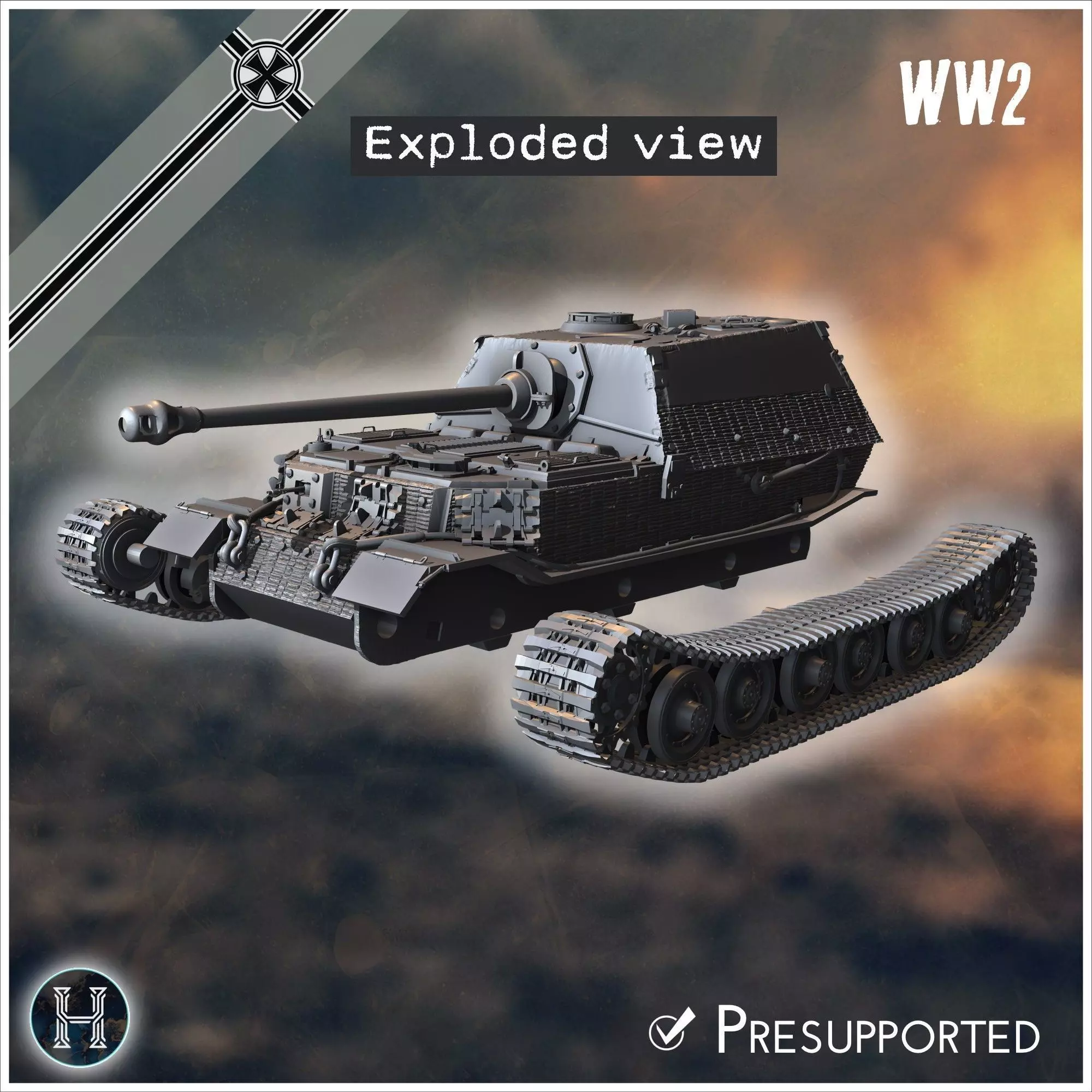 Panzerjager Tiger P Elefant late tank destroyer - Germany East 3D print model_10