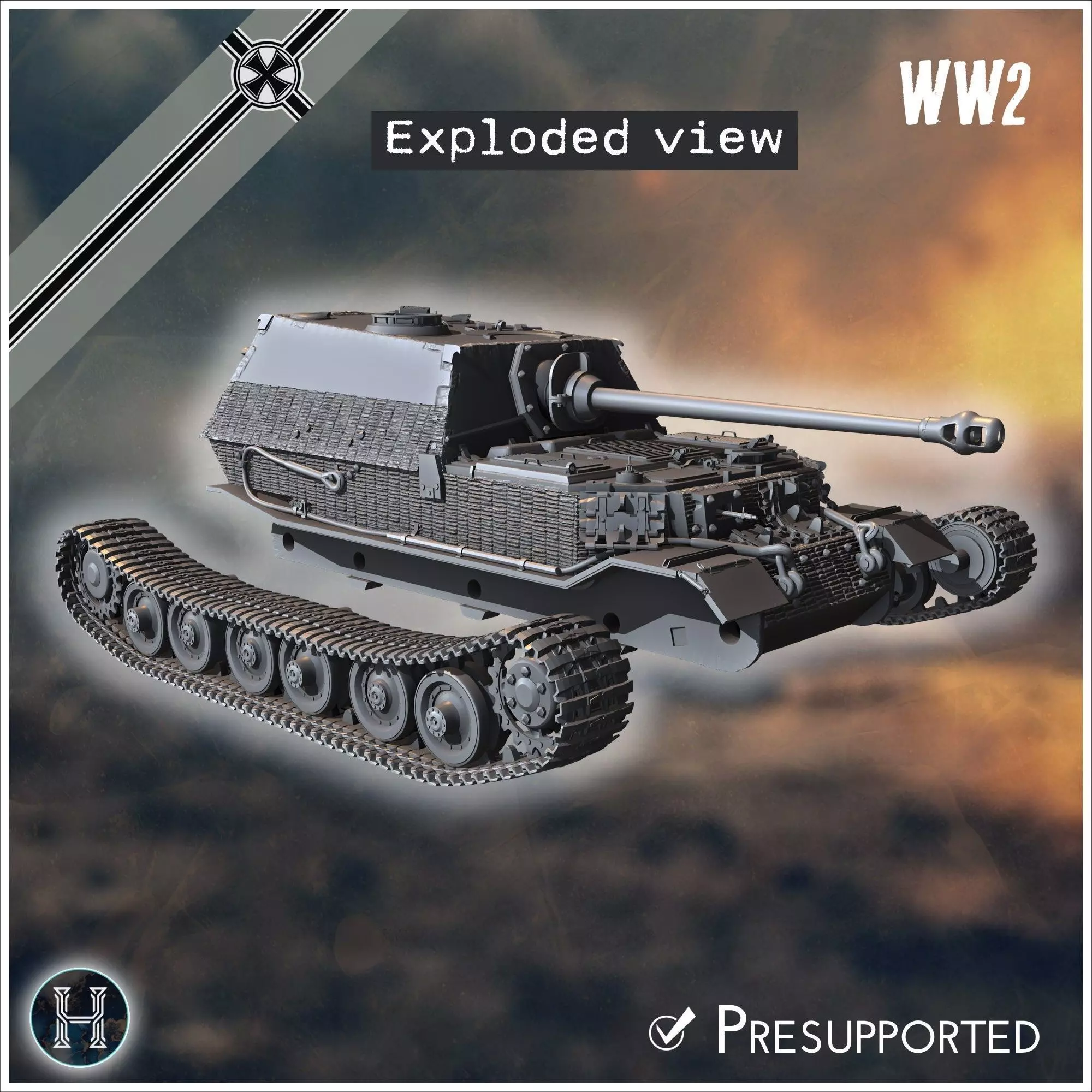 Panzerjager Tiger P Elefant late tank destroyer - Germany East 3D print model_13