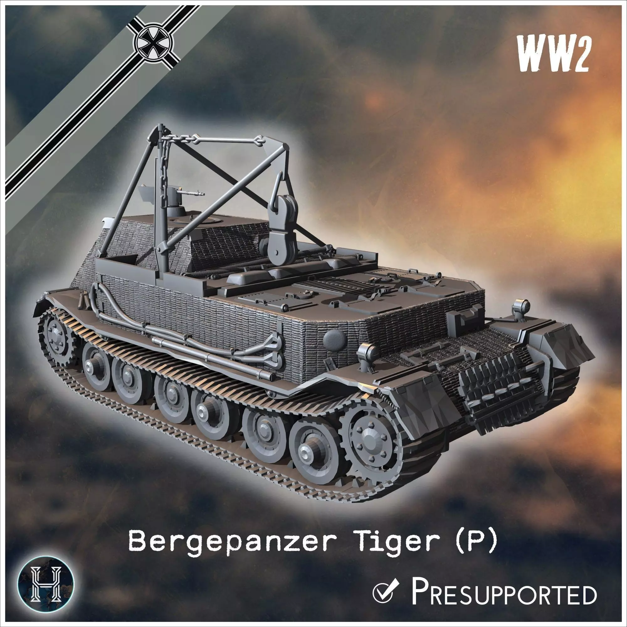 Bergepanzer Tiger P armored recovery vehicle - Germany Eastern W 3D print model_0