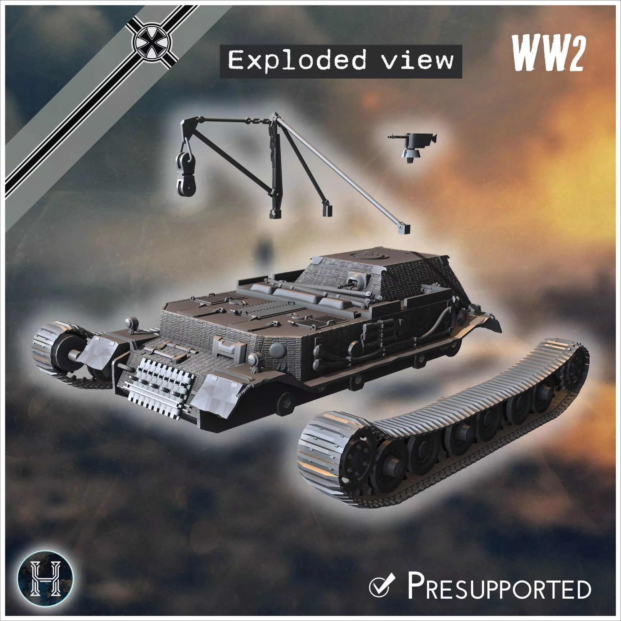 Bergepanzer Tiger P armored recovery vehicle - Germany Eastern W 3D print model_10