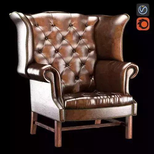 CHESTERFIELD HIGH BACK WING CHAIR Low-poly 3D model