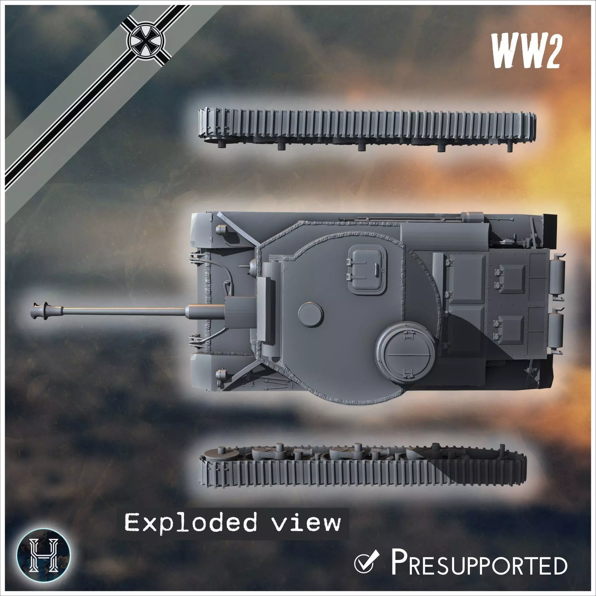 VK 3001 P medium tank - Germany Eastern Western Front Normandy I 3D print model_4