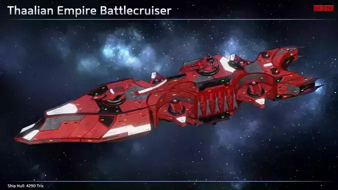 Spaceship Thaalian Empire Battlecruiser Low-poly 3D model