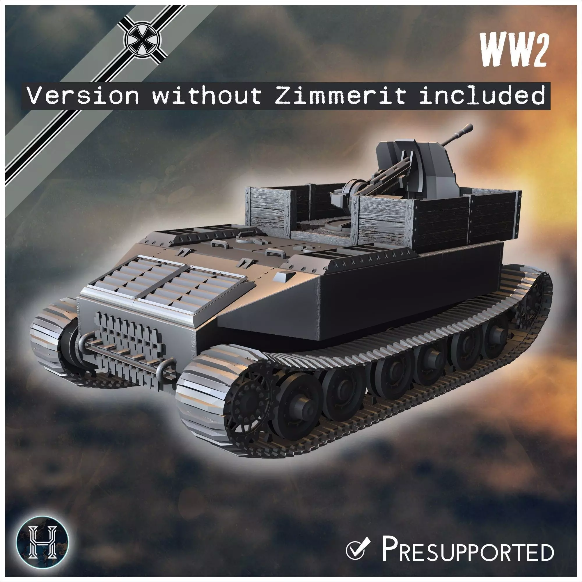 VK 4501 P Tiger Flakpanzer prototype Flak 37mm  20mm Quadra incl 3D print model_14