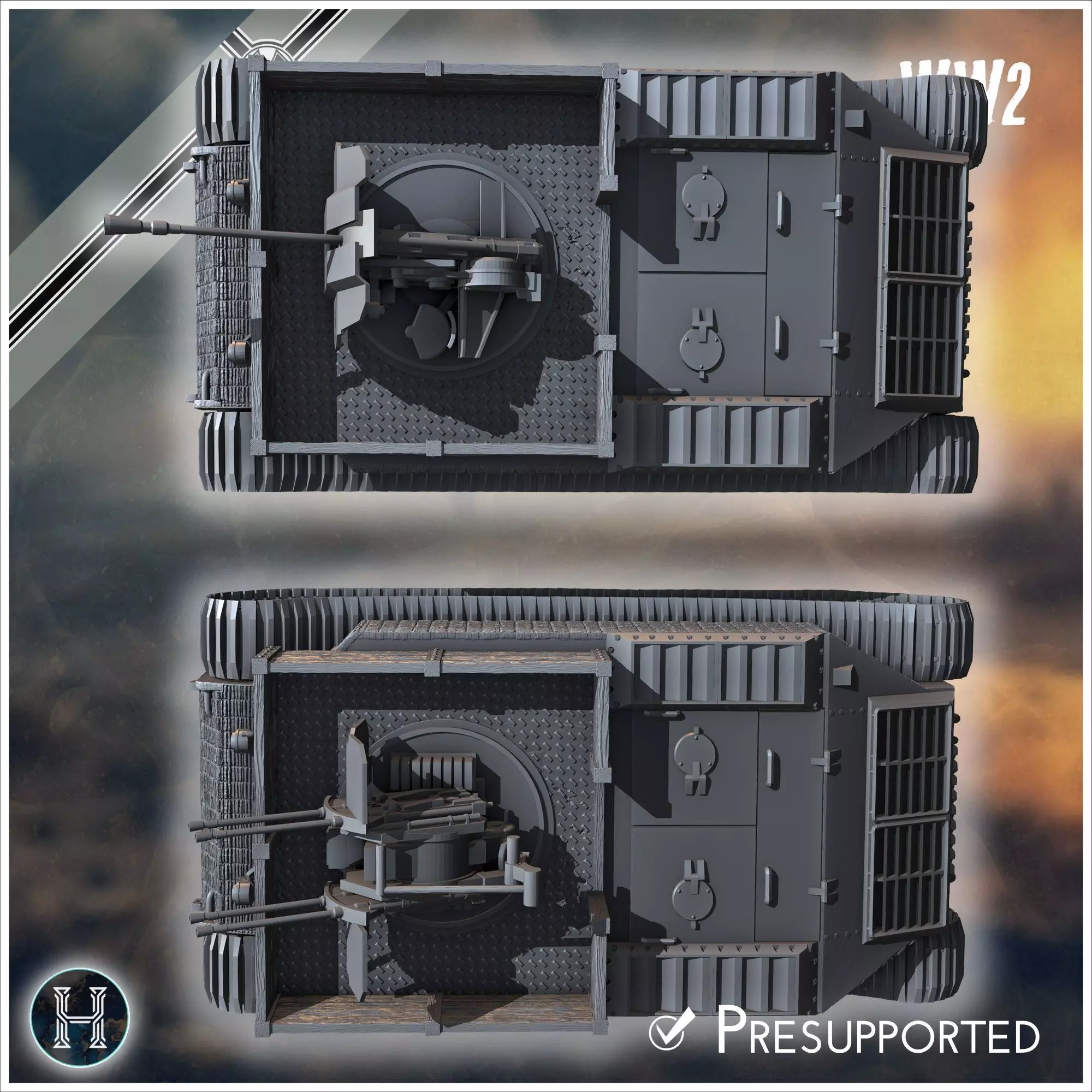VK 4501 P Tiger Flakpanzer prototype Flak 37mm  20mm Quadra incl 3D print model_5