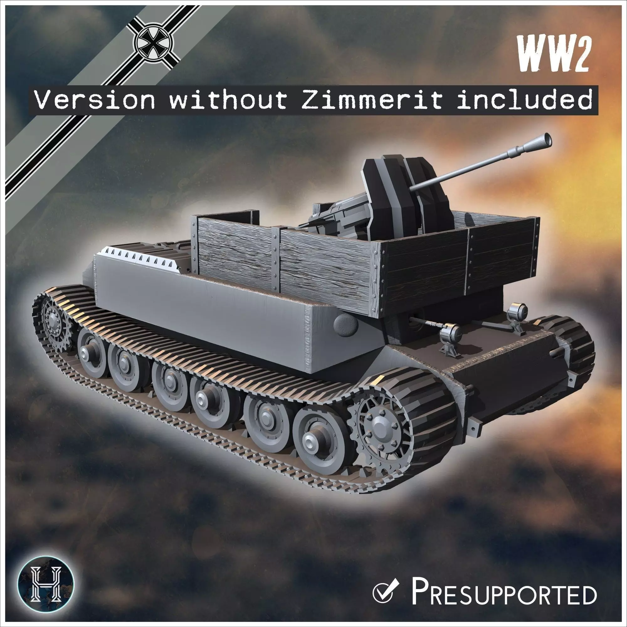 VK 4501 P Tiger Flakpanzer prototype Flak 37mm  20mm Quadra incl 3D print model_11