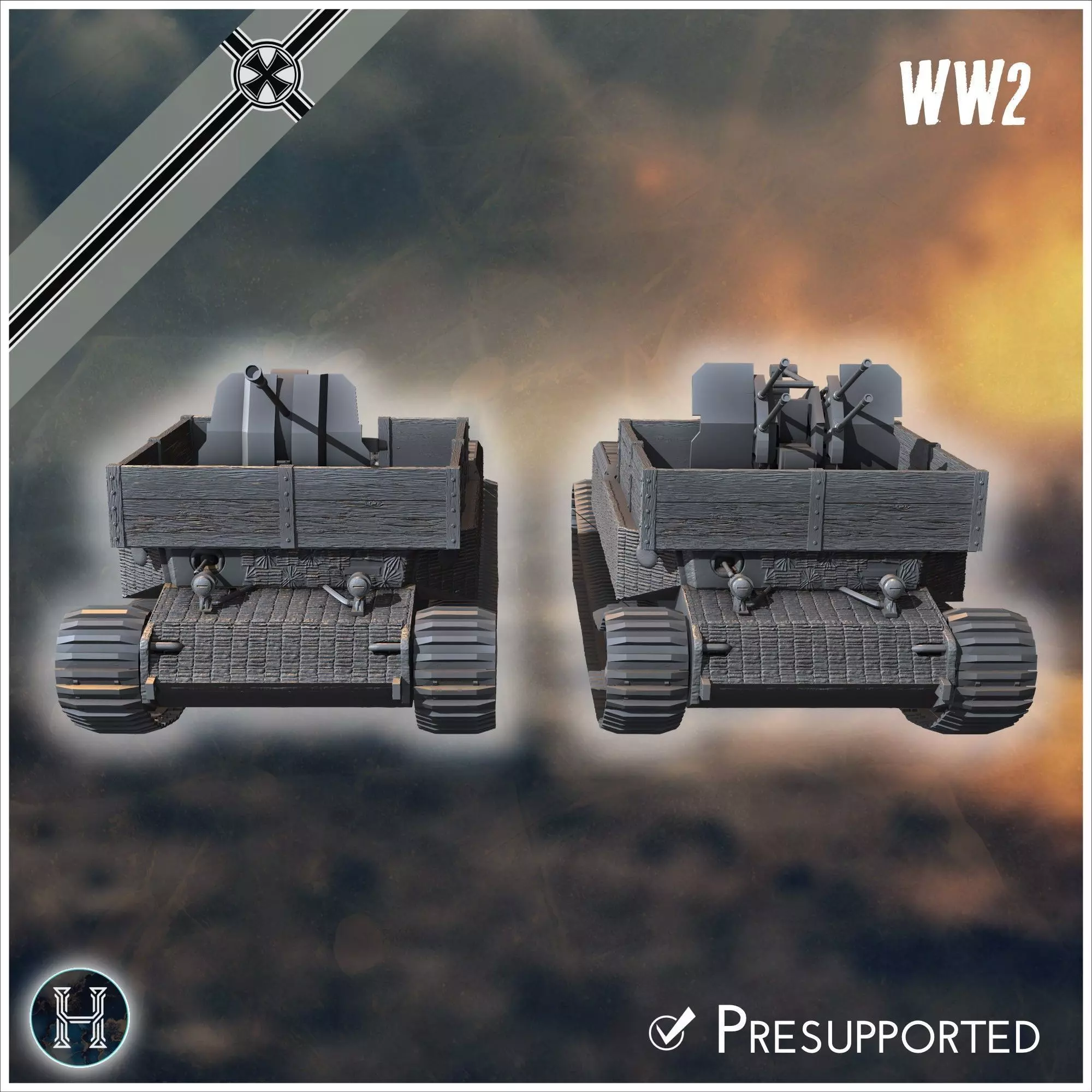 VK 4501 P Tiger Flakpanzer prototype Flak 37mm  20mm Quadra incl 3D print model_9