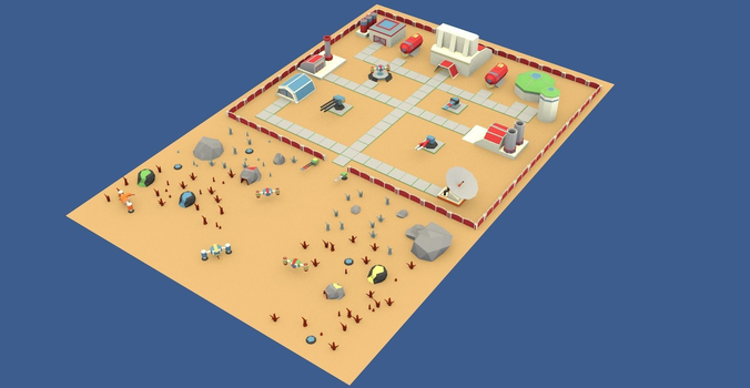 Low Poly Sci-Fi Strategy Pack Free low-poly 3D model