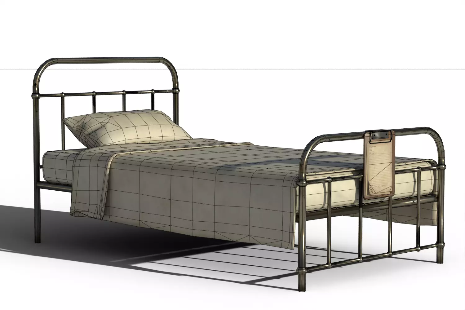 Old Hospital Bed 3D model_1