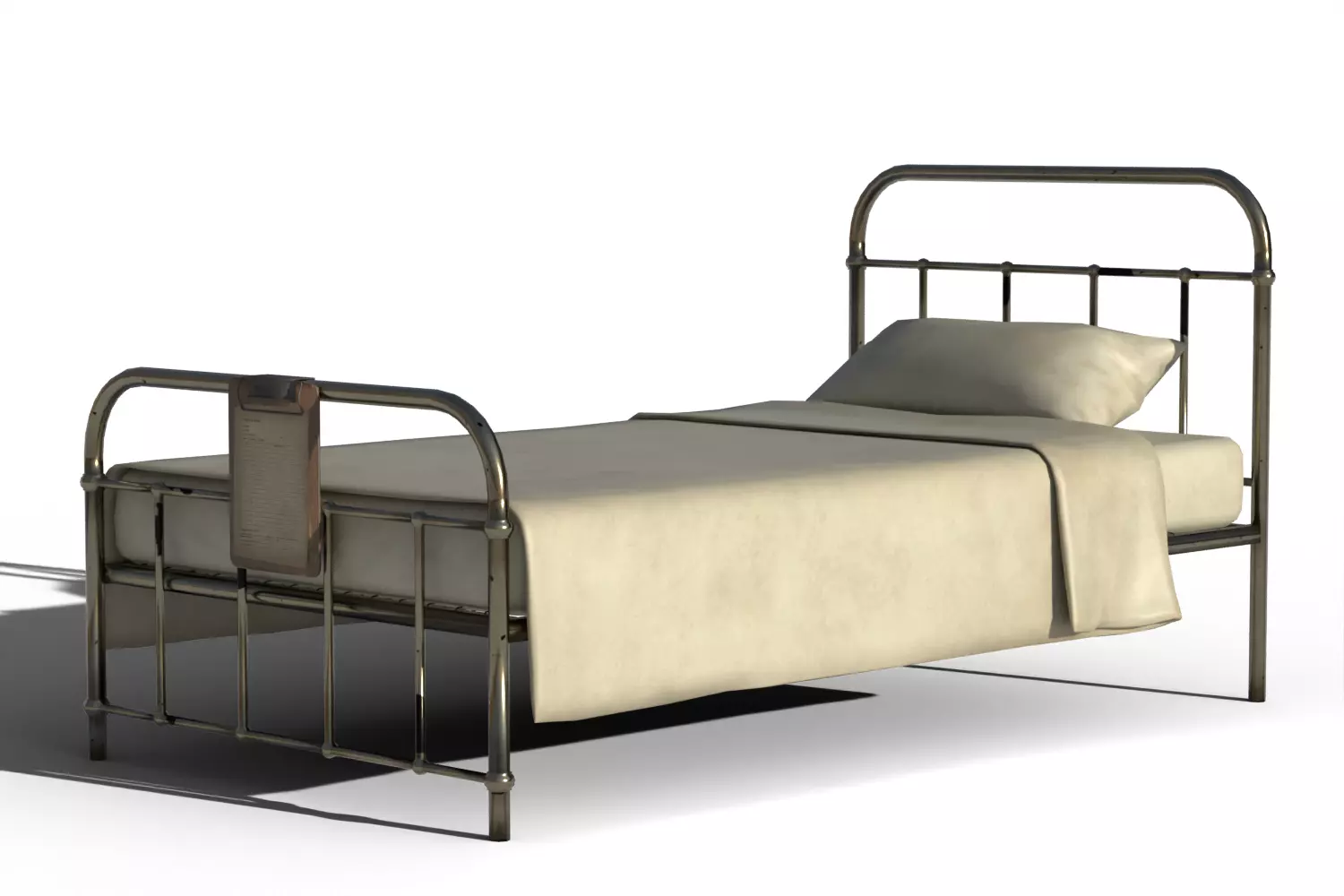 Old Hospital Bed 3D model_5