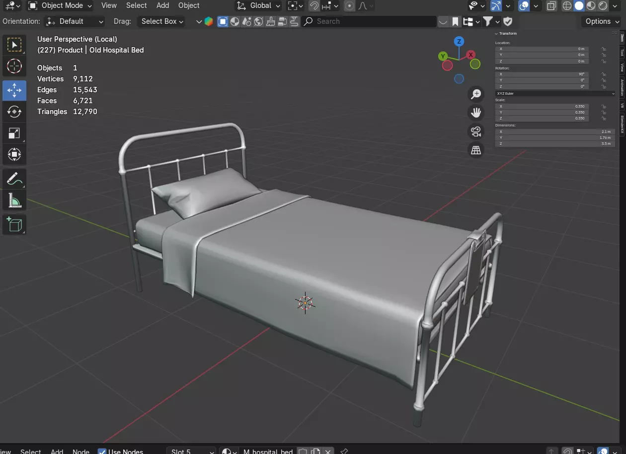 Old Hospital Bed 3D model_12