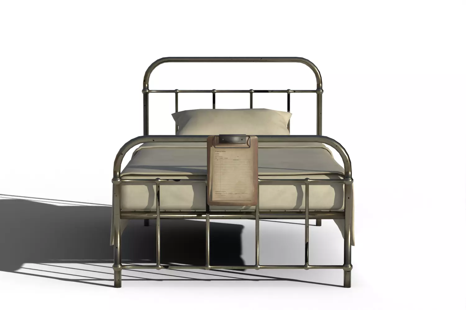 Old Hospital Bed 3D model_3