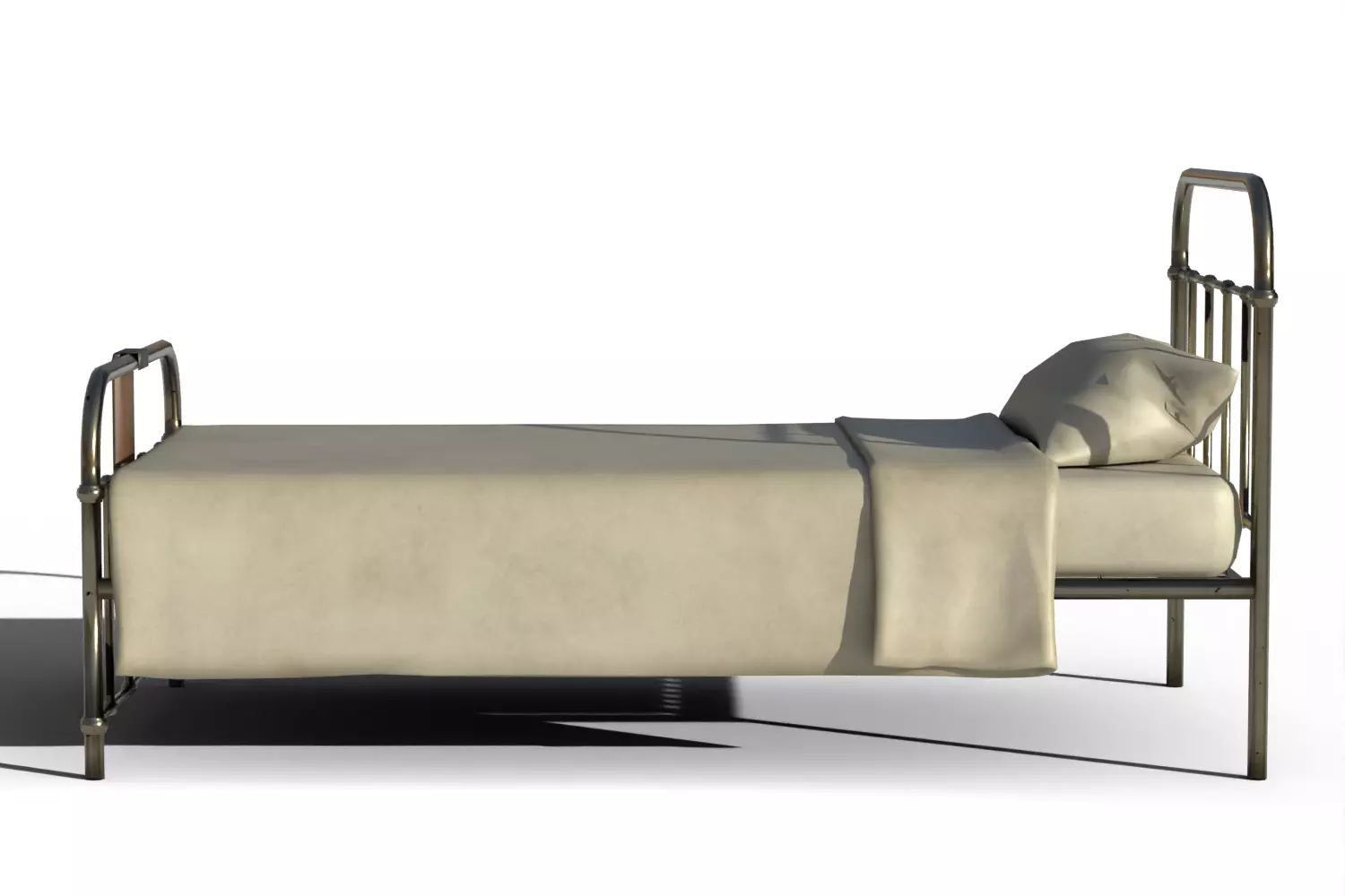 Old Hospital Bed 3D model_6