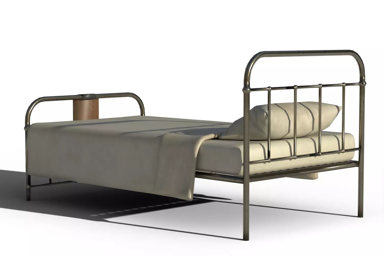 Old Hospital Bed 3D model_7