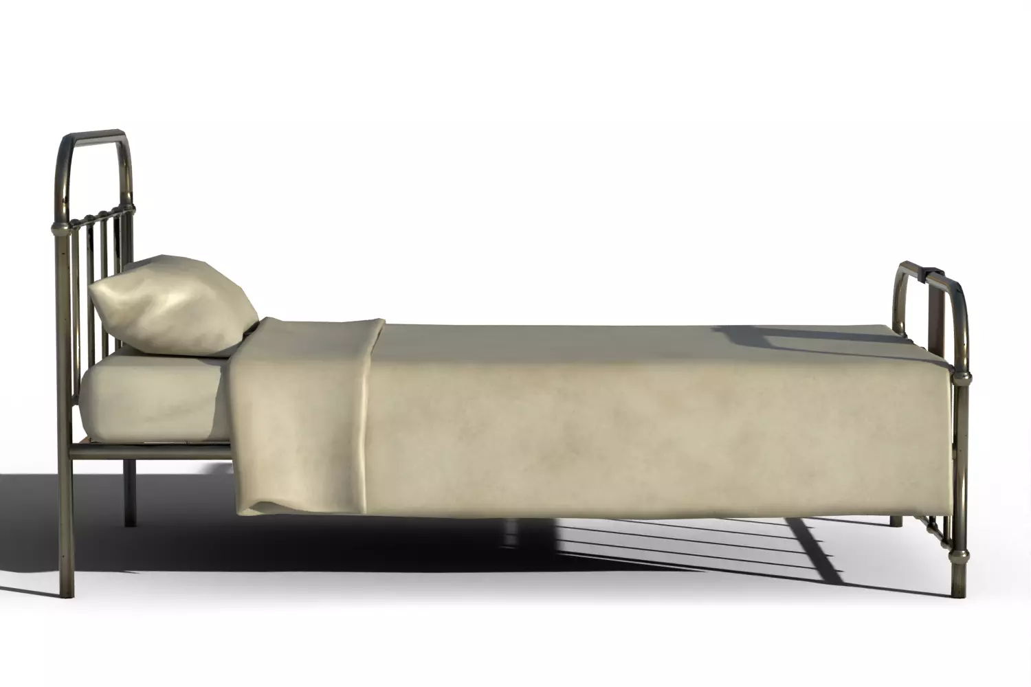 Old Hospital Bed 3D model_10