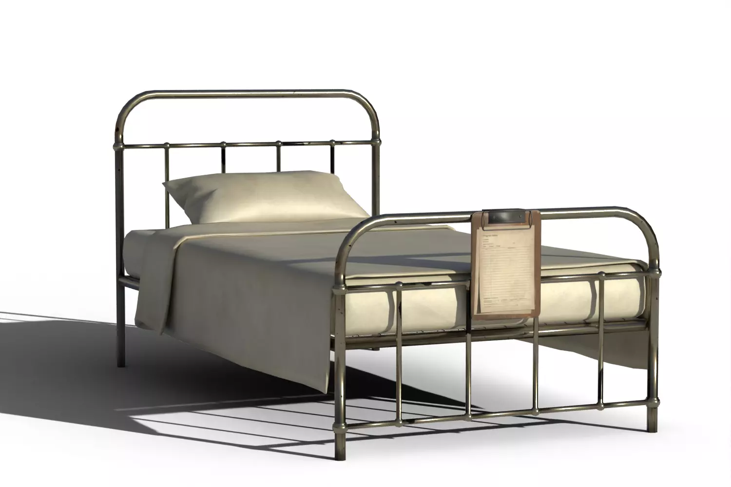 Old Hospital Bed 3D model_2