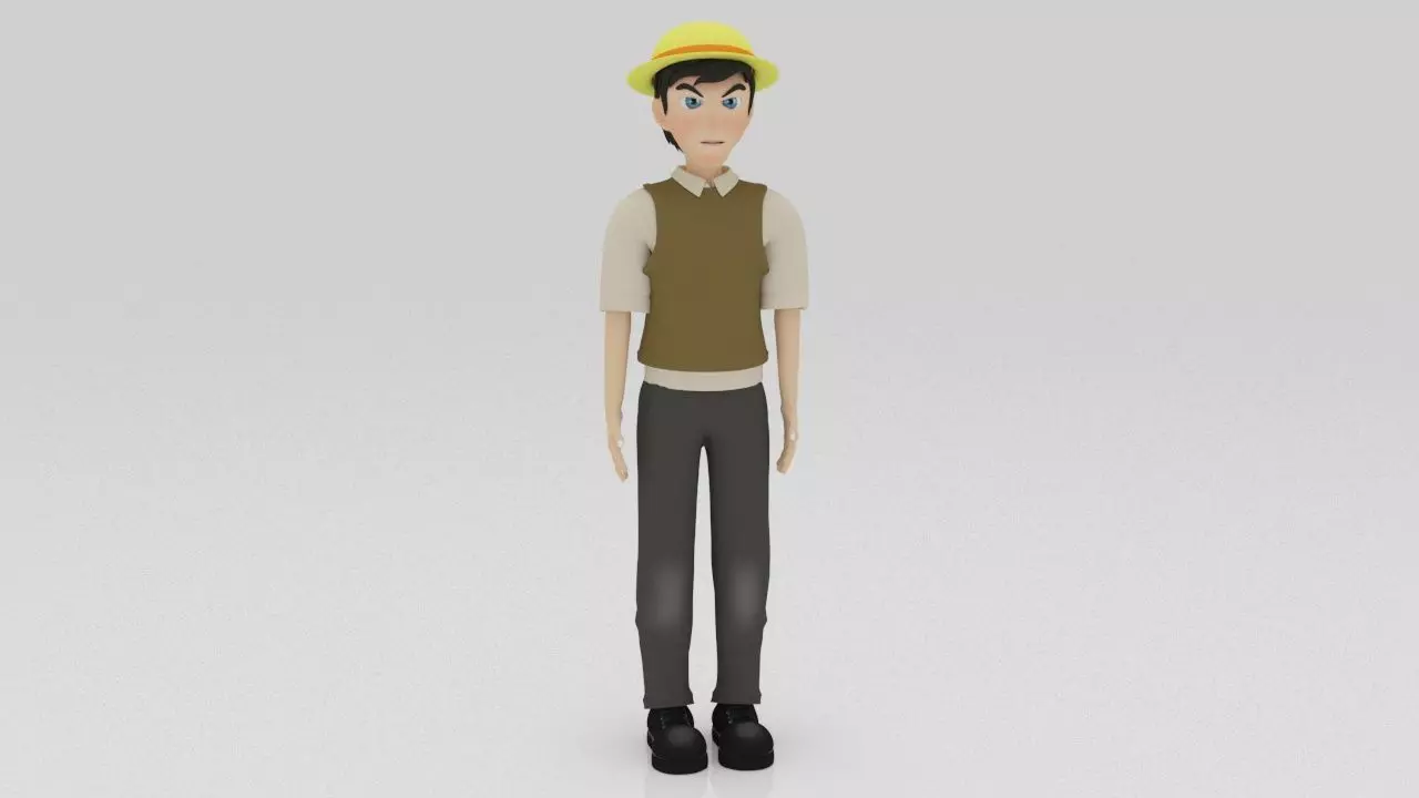 Character Street Bone Rigged  Low-poly 3D model_0
