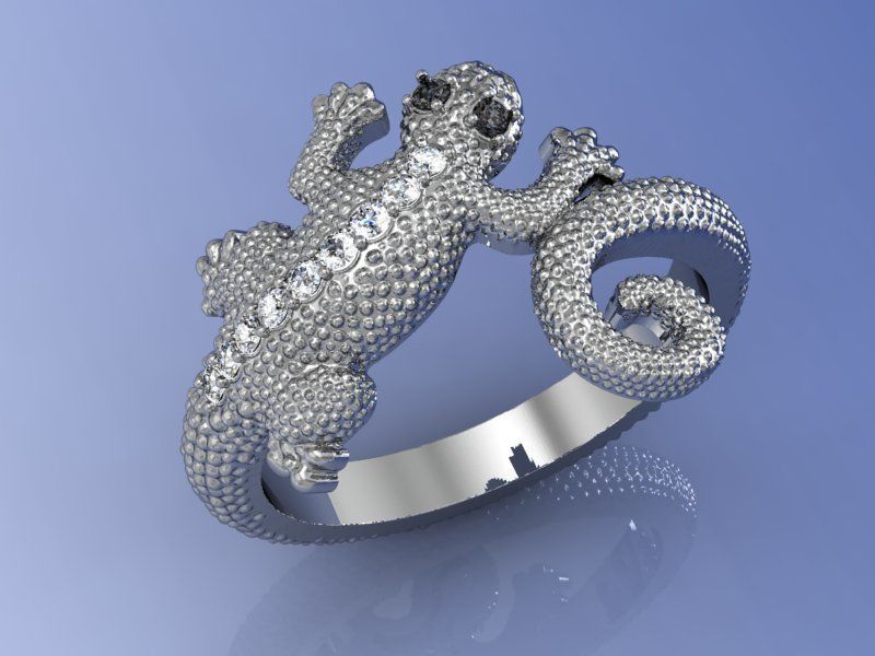 Ring Lizard 01 3D print model_4