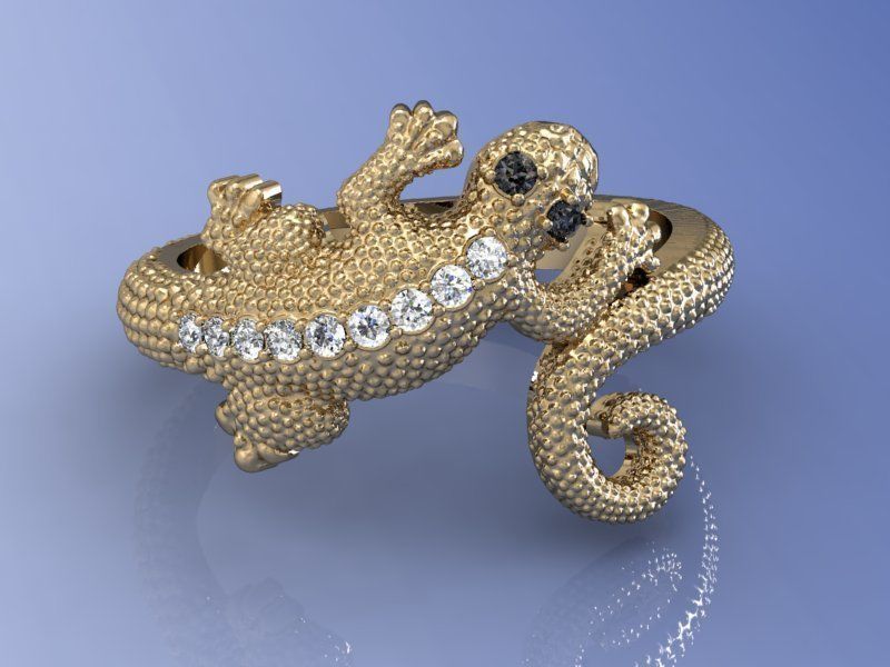 Ring Lizard 01 3D print model_3