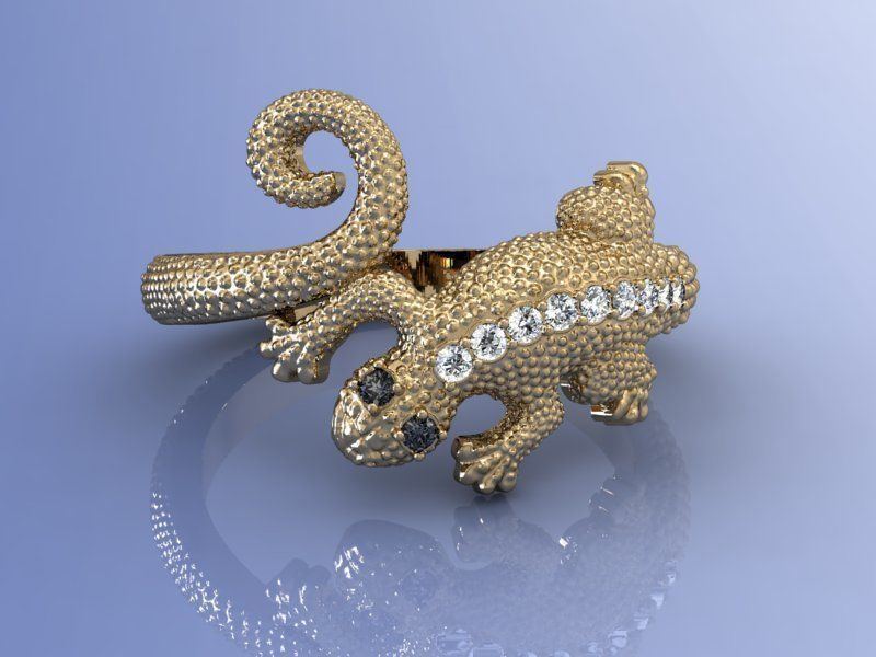 Ring Lizard 01 3D print model_2
