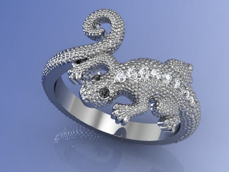 Ring Lizard 01 3D print model_1